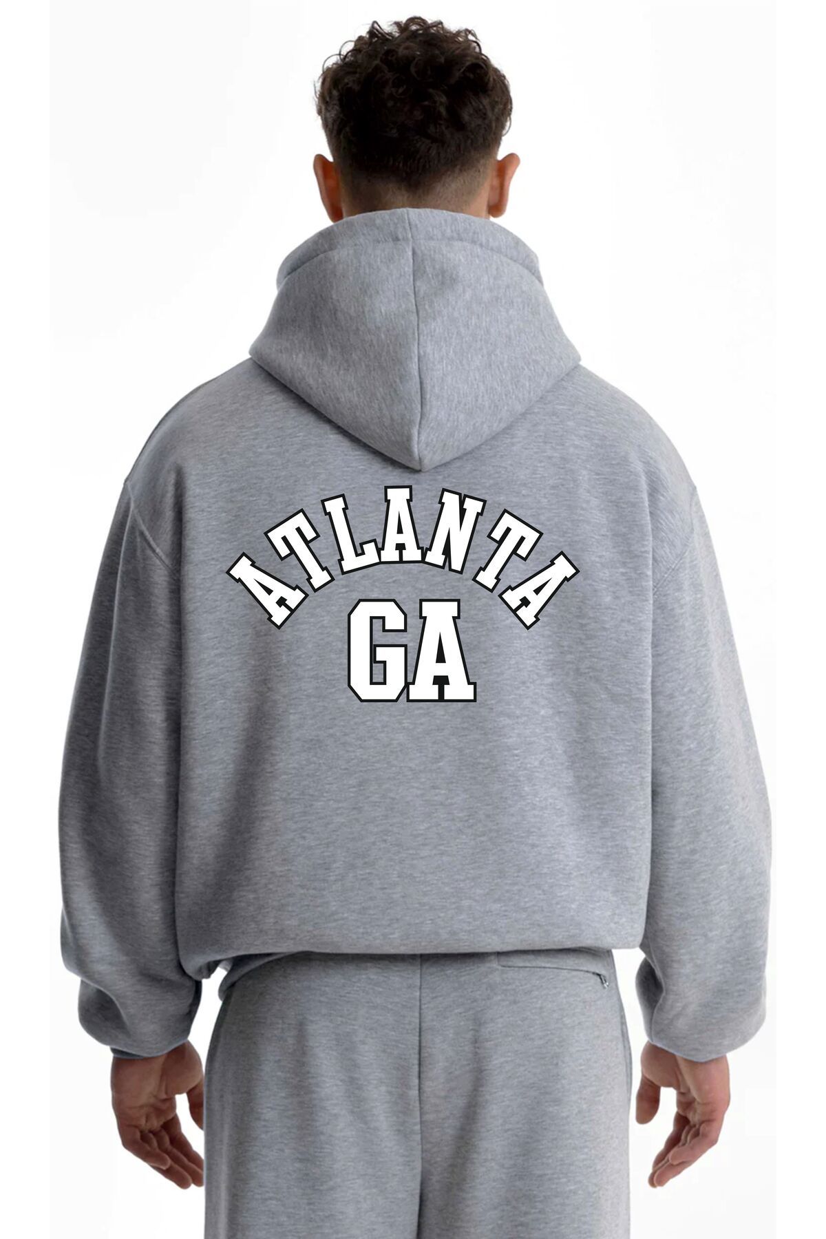 GBRO Plus Size Sweatsuit Set Gray Regular fit Trendyol