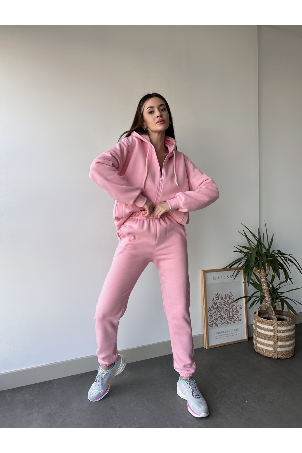 C C OKULCUNUZ PLUS SIZE WOMEN S THREE THREAD HOODED LONG TRACKSUIT