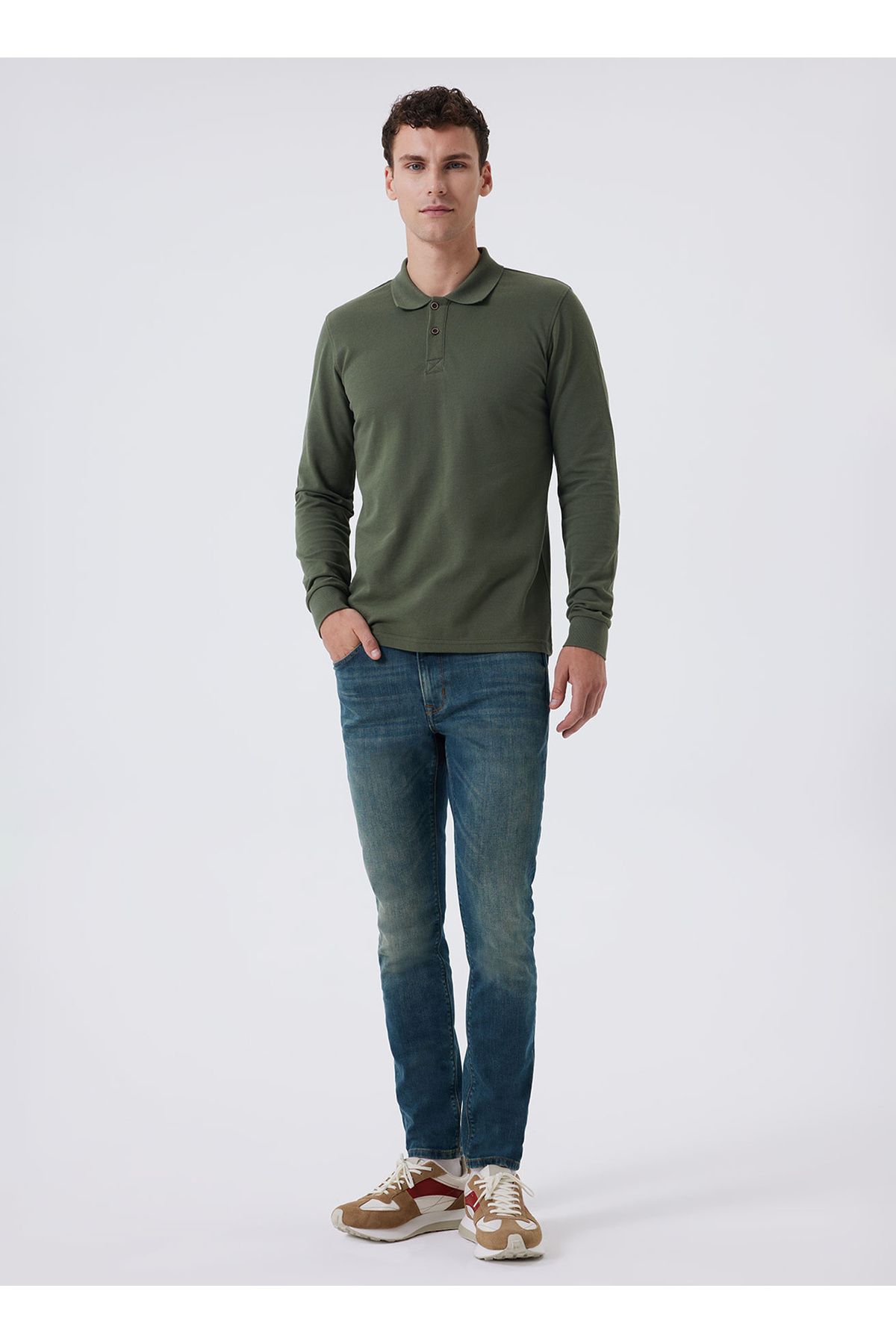 Lee Cooper کمر طبیعی لاغر مردان شلوار جین 241 LCM 121059 JEFF FERB NILE آبی