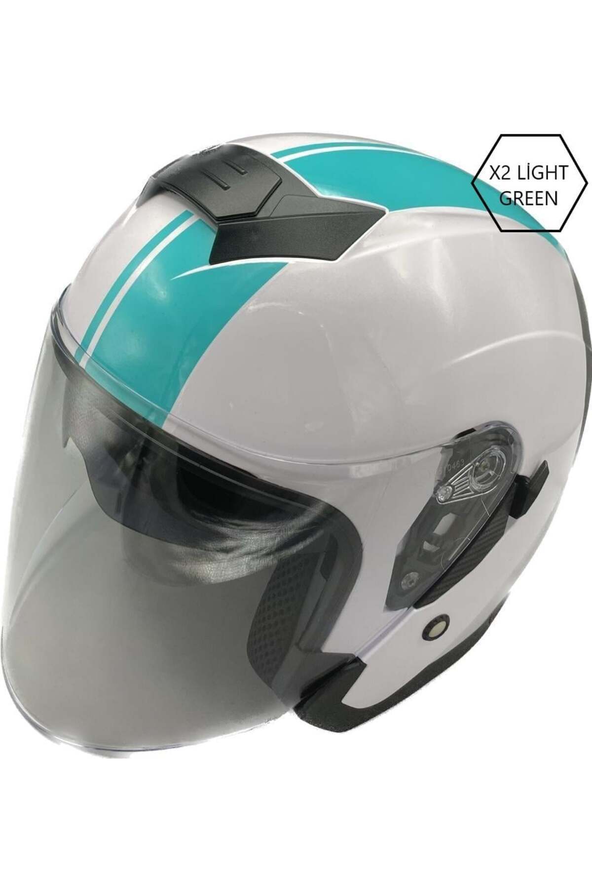 JK JK526 AÇIK MOTOSİKLET KASKI GÜNEŞ GÖZLÜKLÜ X2 LİGHT-GREEN DESEN