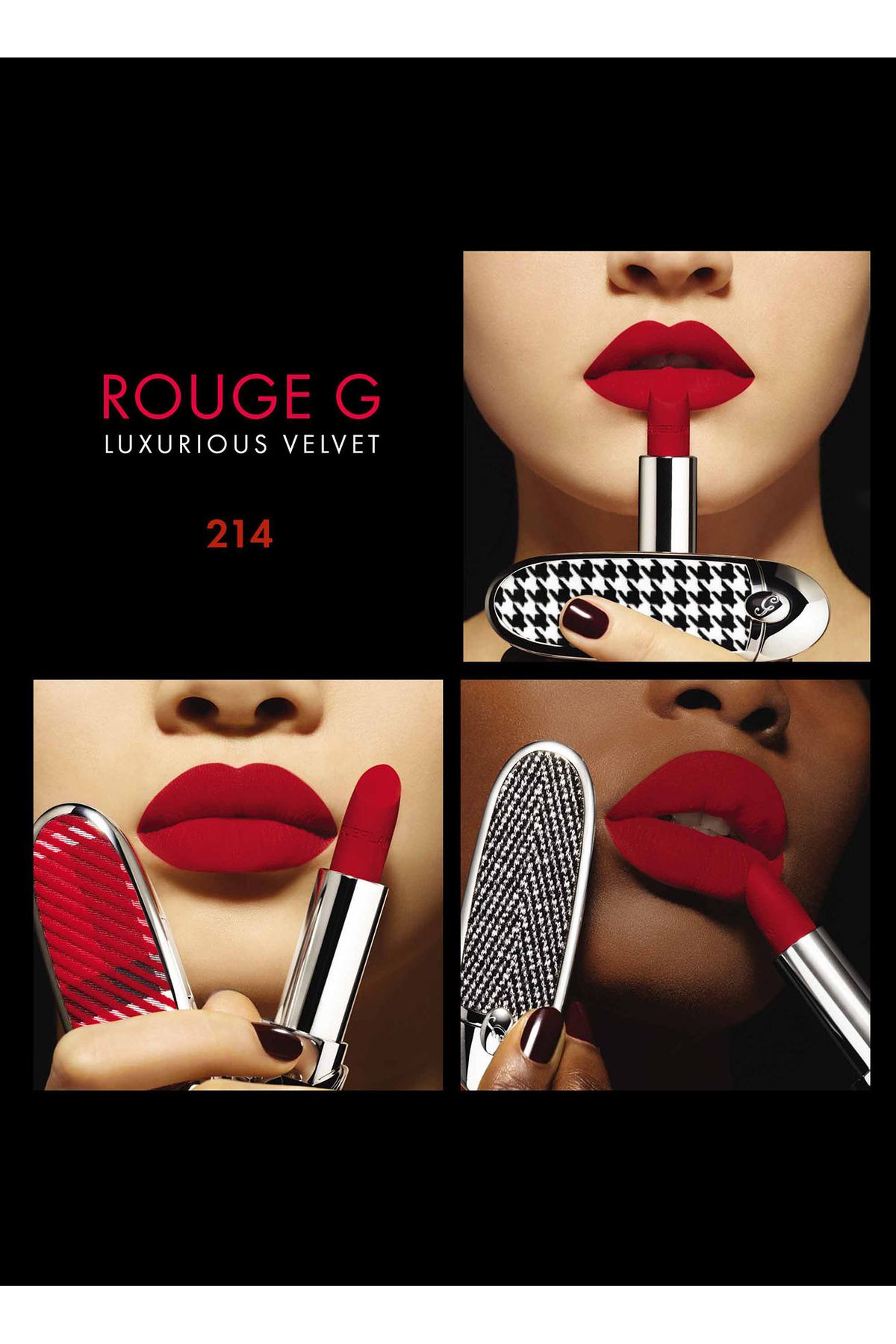 Guerlain رژ لب مات مخملی Rouge G حجیم کننده و نرم کننده لب ها رنگ قرمز جیغ شماره 214