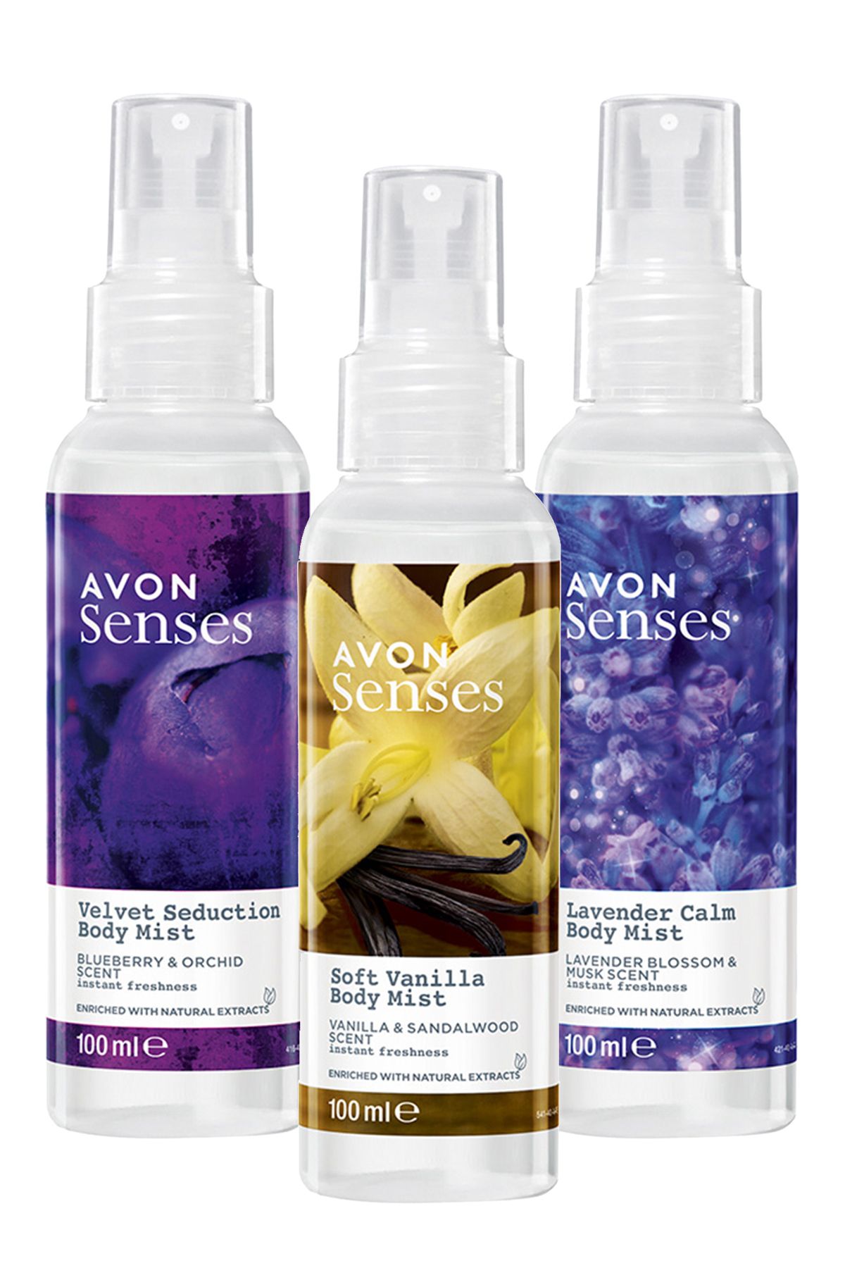 پکیج اسپری بدن با رایحه ارکیده، اسطوخودوس و وانیل Senses Avon