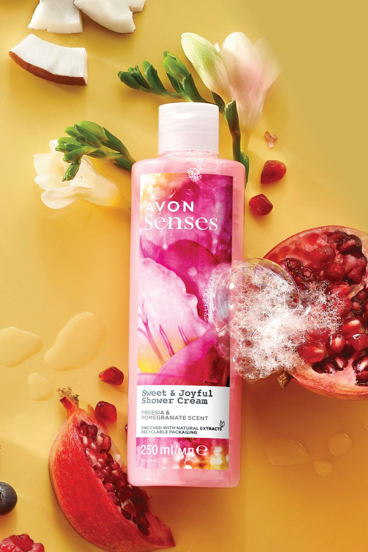 ژل دوش مردانه و زنانه حس عرق شاداب شادی انار با معطر 250 میل. Avon