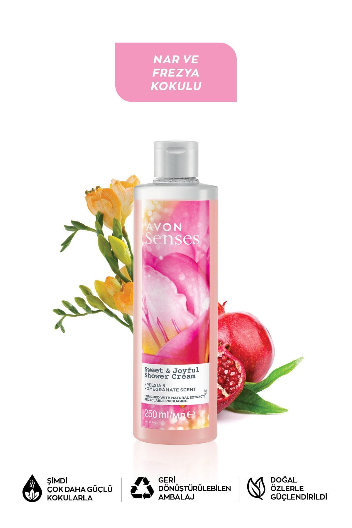 ژل دوش مردانه و زنانه حس عرق شاداب شادی انار با معطر 250 میل. Avon