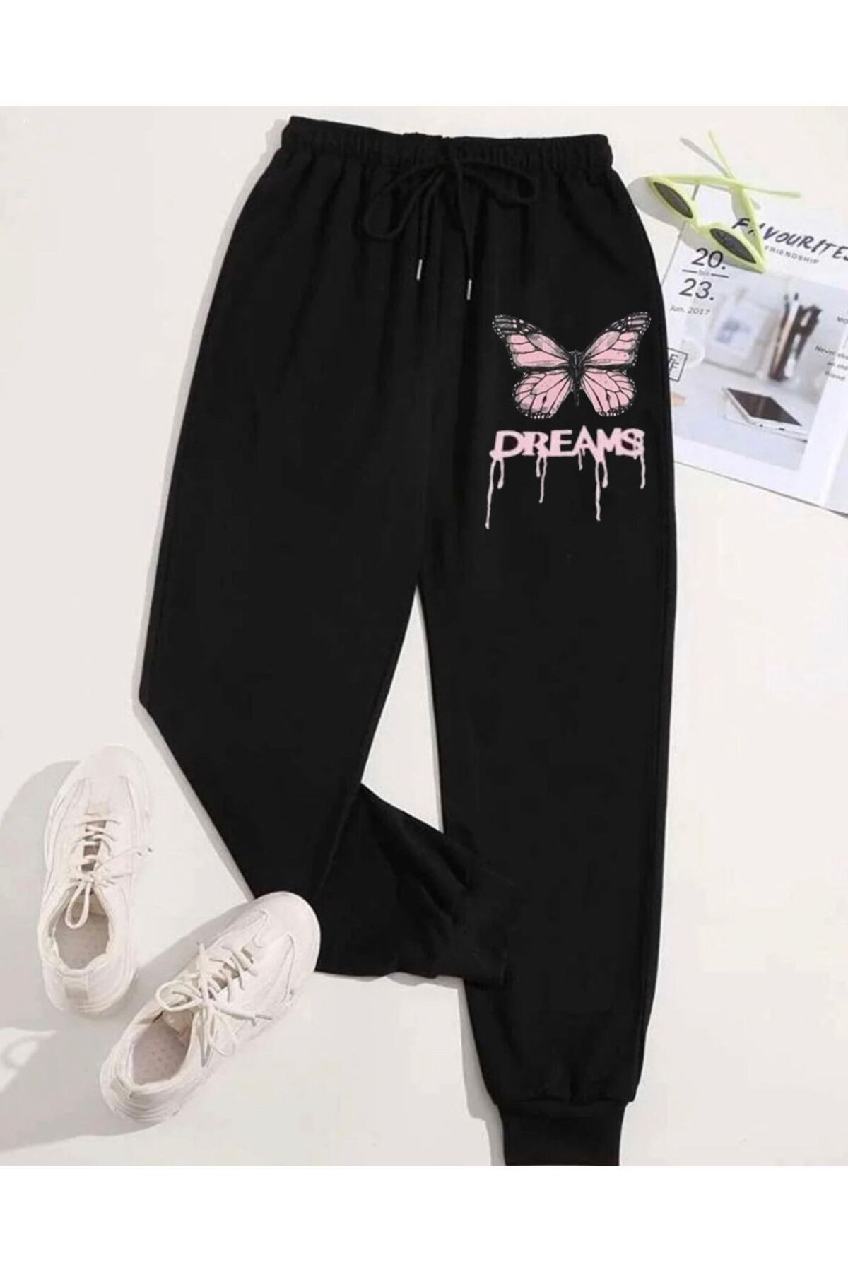 Renna Mood Black Pink Dreams Printed Girls Boys Sweatpants Trendyol