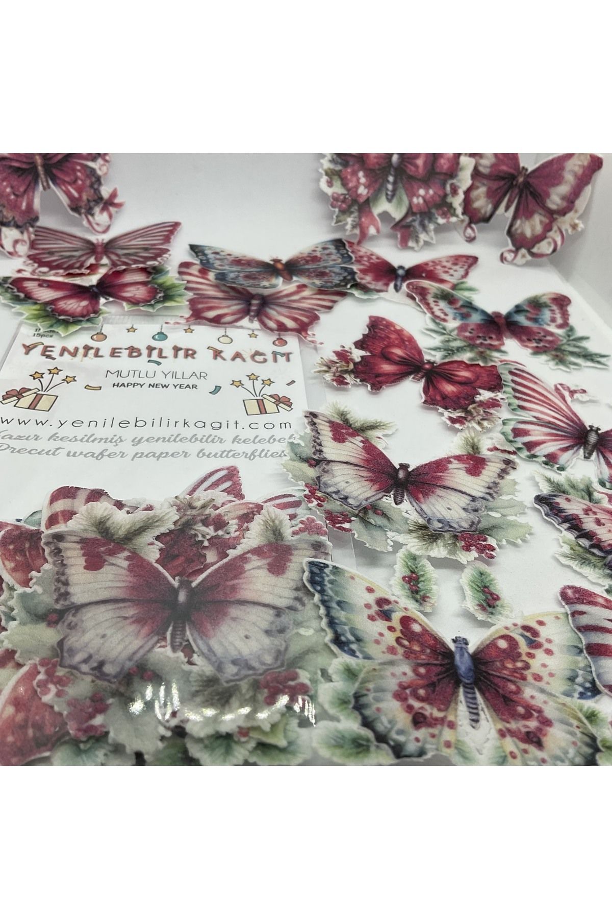 Yenilebilir Kağıt Wafer paper-Pre-Cut Butterflies New Year's Butterflies 2