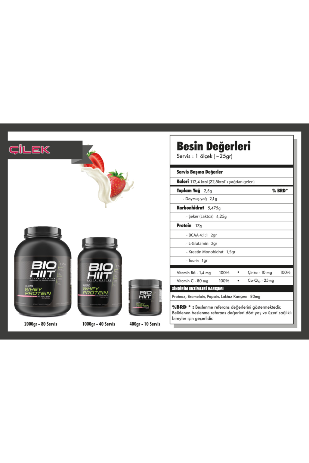 BİOHİİT WHEY 1000GR ÇİLEK AROMA 2