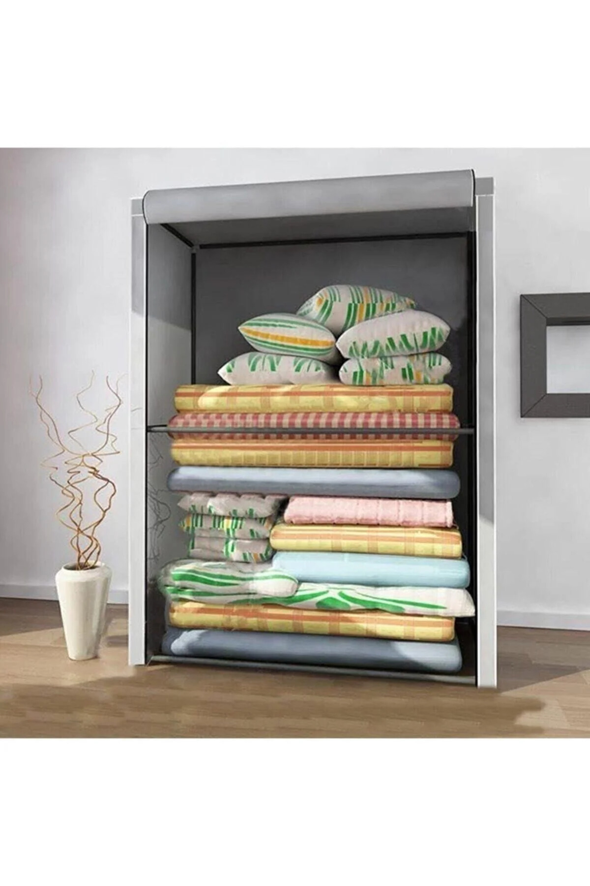 Cloth Wardrobe Tired Hurcu Reinforced Steel Profile Height Cabinet Fabric Wardrobe
