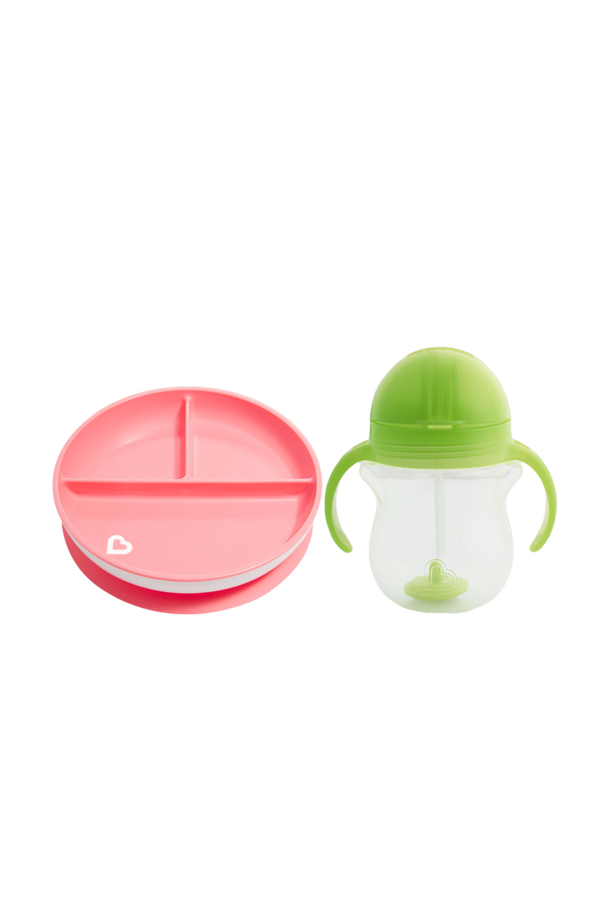 Munchkin Sabit Vakumlu Beslenme Tabağı &tıklama Uçlu Pipetli Alıştırma Bardağı 6ay Pembe&yeşil 2'li Paket fotoğrafı 2 (önizleme)