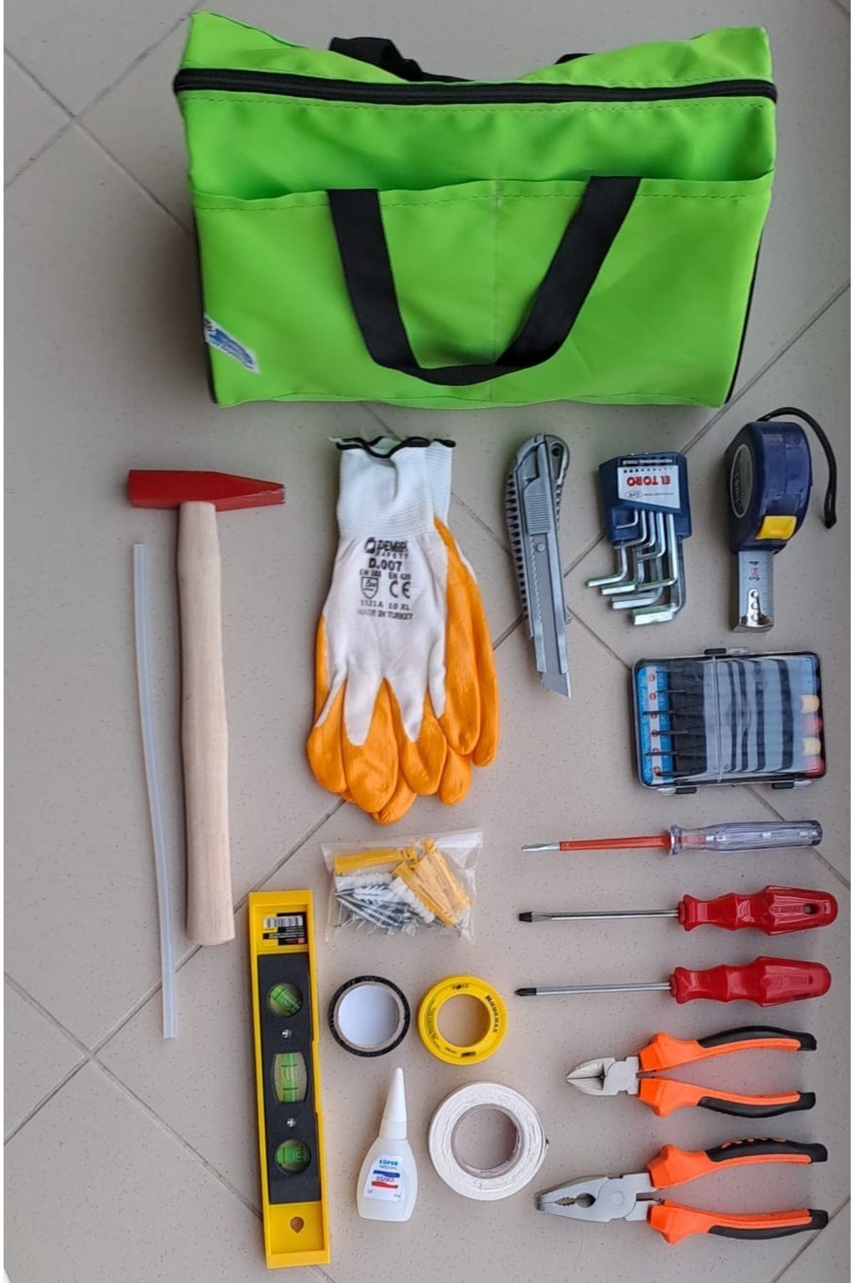 Depolife-Tool Set with Bag Pliers Allen Hammer Meter Scale Watchmaker Screwdriver Adhesive Side Chisel 7