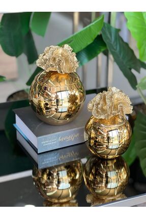 ArzzHome Dekoratif 2 Li Mercan Kutu Gold & Gold