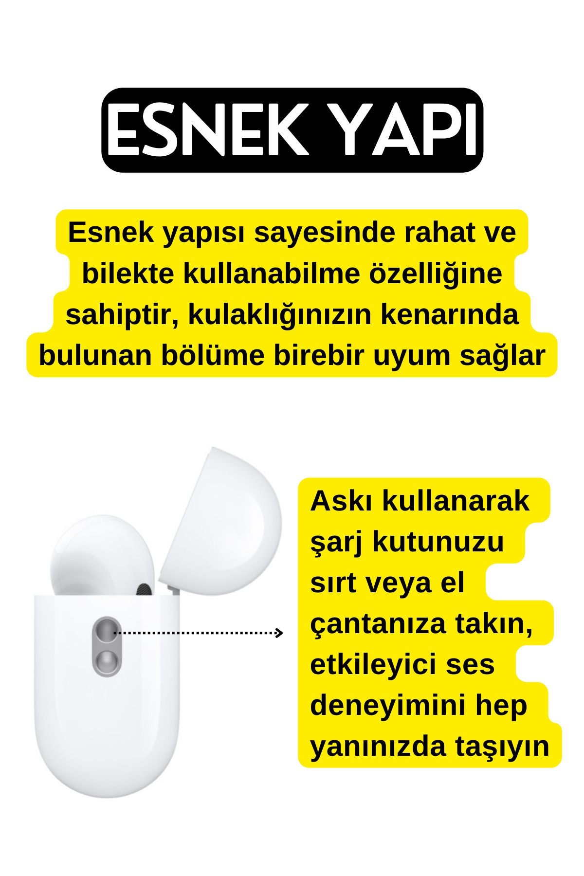 Pro 2. Nesil Uyumlu Yumuşak Silikon Kulaklık Askısı, Kulaklık İpi, El Kayışı 2