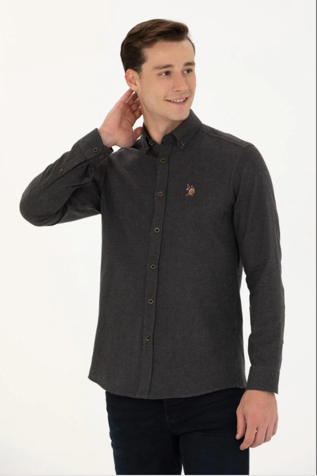 پیراهن مردانه مشکی یو اس پولو | TEKSPOR1672287 اورجینال - تصویر 3