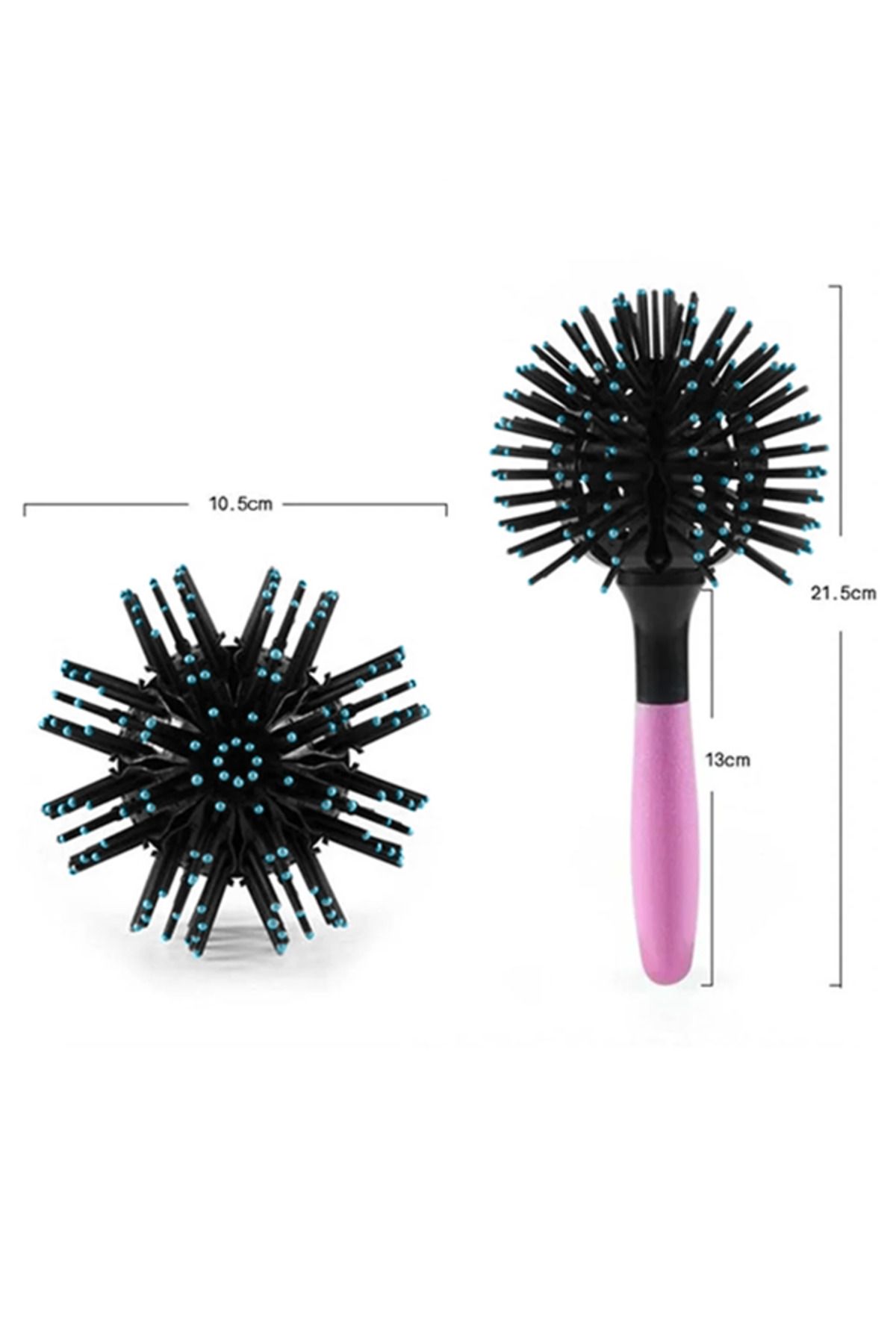 Liliem-360 Degree Ball Comb 3D Heat Resistant Blow Dry Brush (Sky Blue) 3