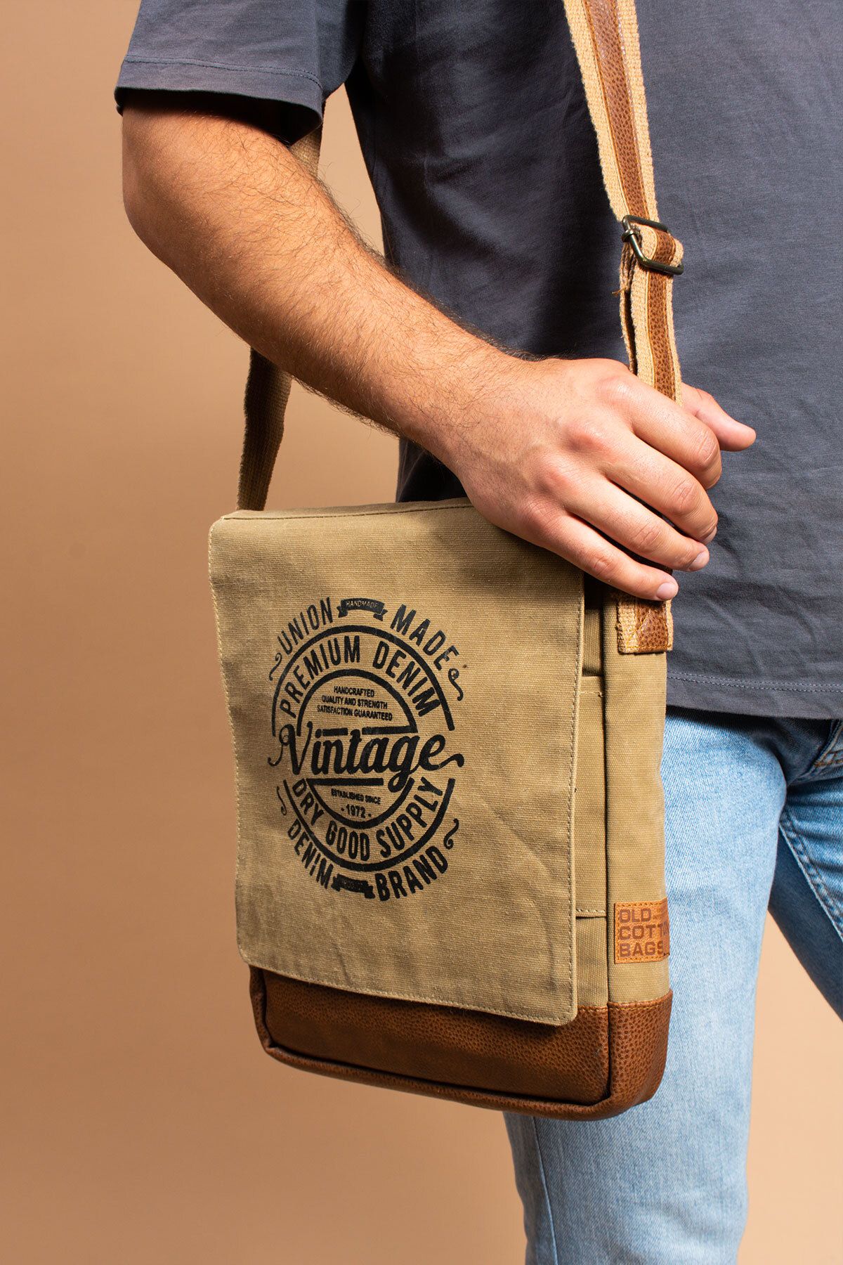 Old Cotton Useful Multi Compartment Multi Pocket Tablet Bag Unisex Vintage Canvas Messenger Bag Trendyol