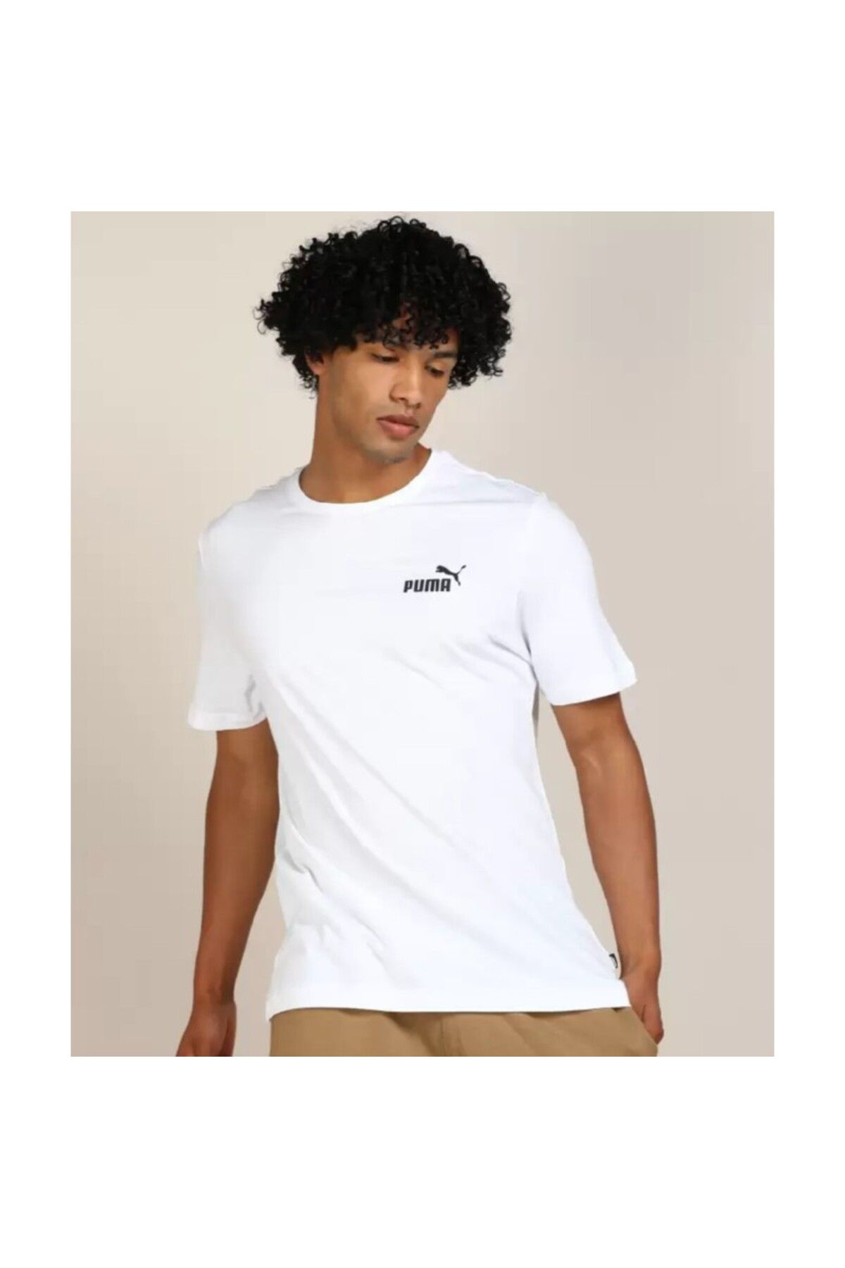 Rundhalsausschnitt Essentials Small Logo Herren-T-Shirt in mit Trendyol - Weiß Puma