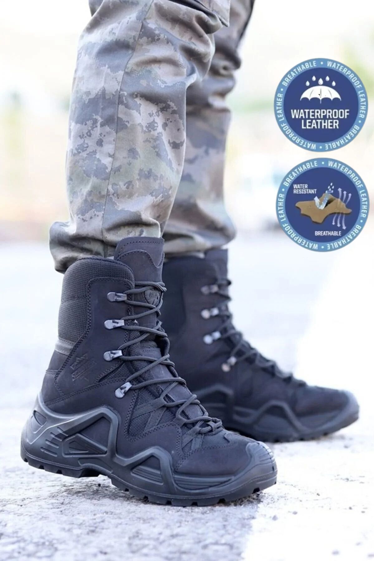w white stars sports & wear Siyah Askeri botu WATERPROOF Kışlık Erkek Trekkıng Sneaker Su&soğuk Geçirmez termal Tactical bot