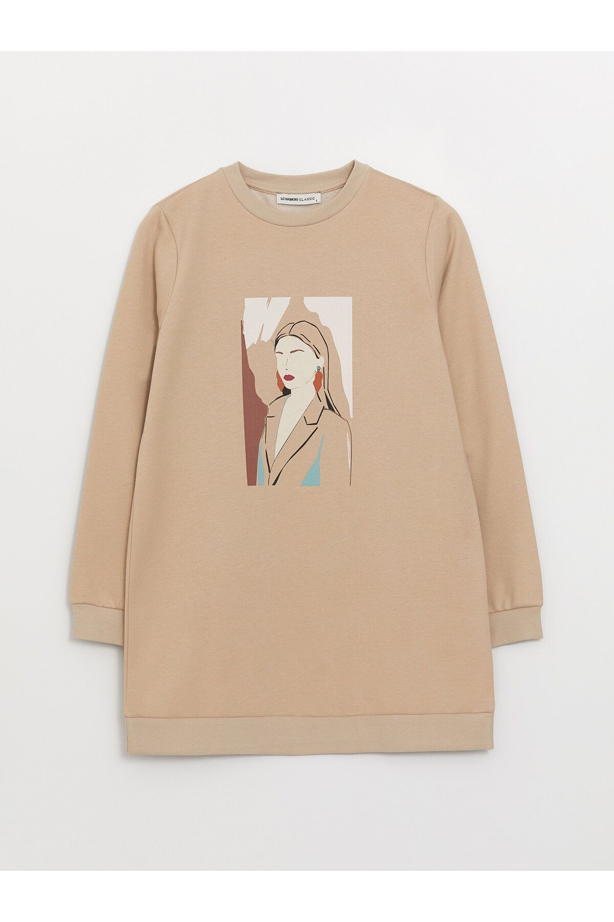 LC Waikiki-Langarm-Sweatshirt-Tunika für Damen mit Rundhalsausschnitt – bedruckt 6