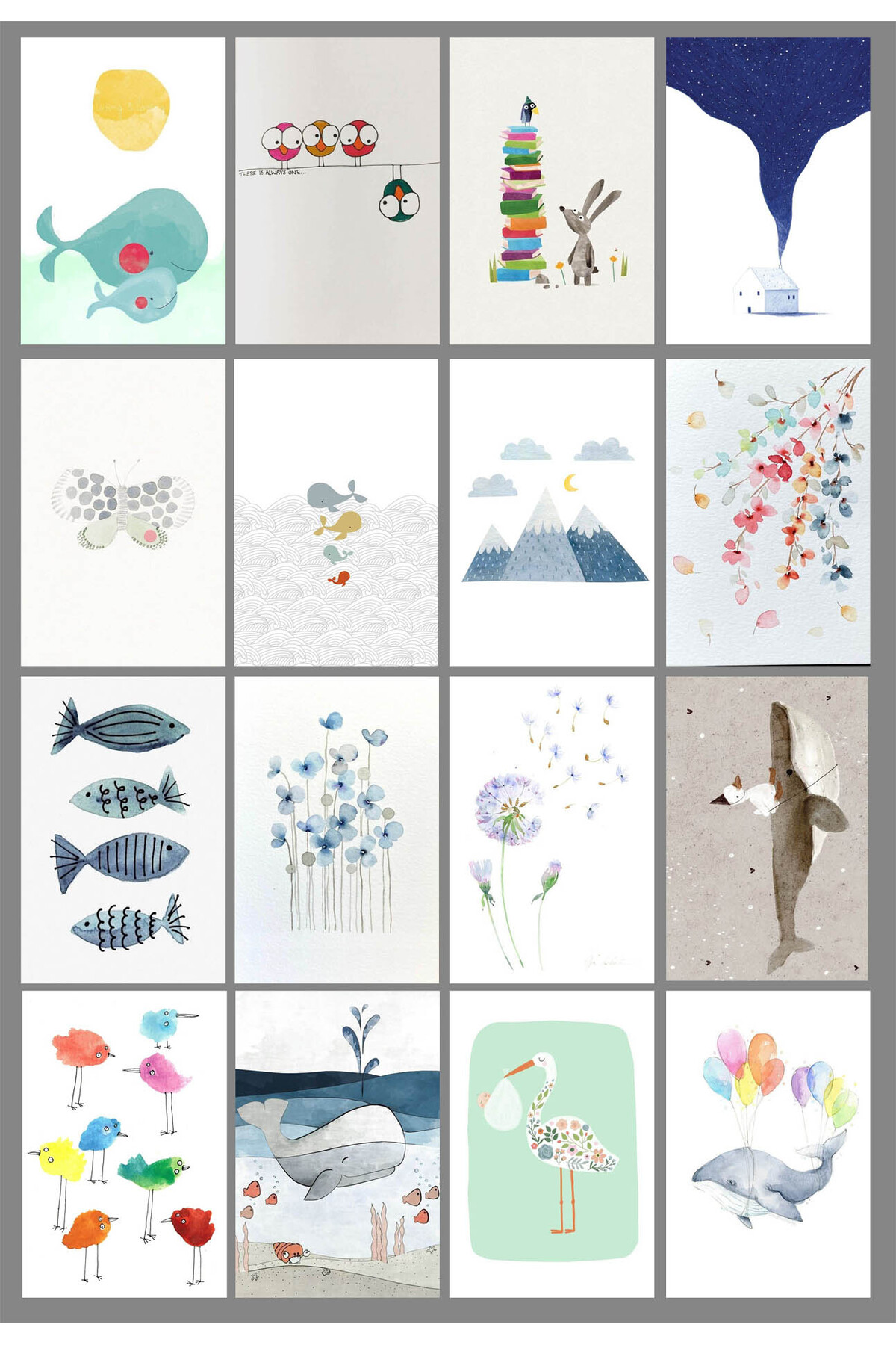 TELLGRAF Çocuk Çizimleri Temalı Kartpostal Seti (10x15 cm 16 Adet)