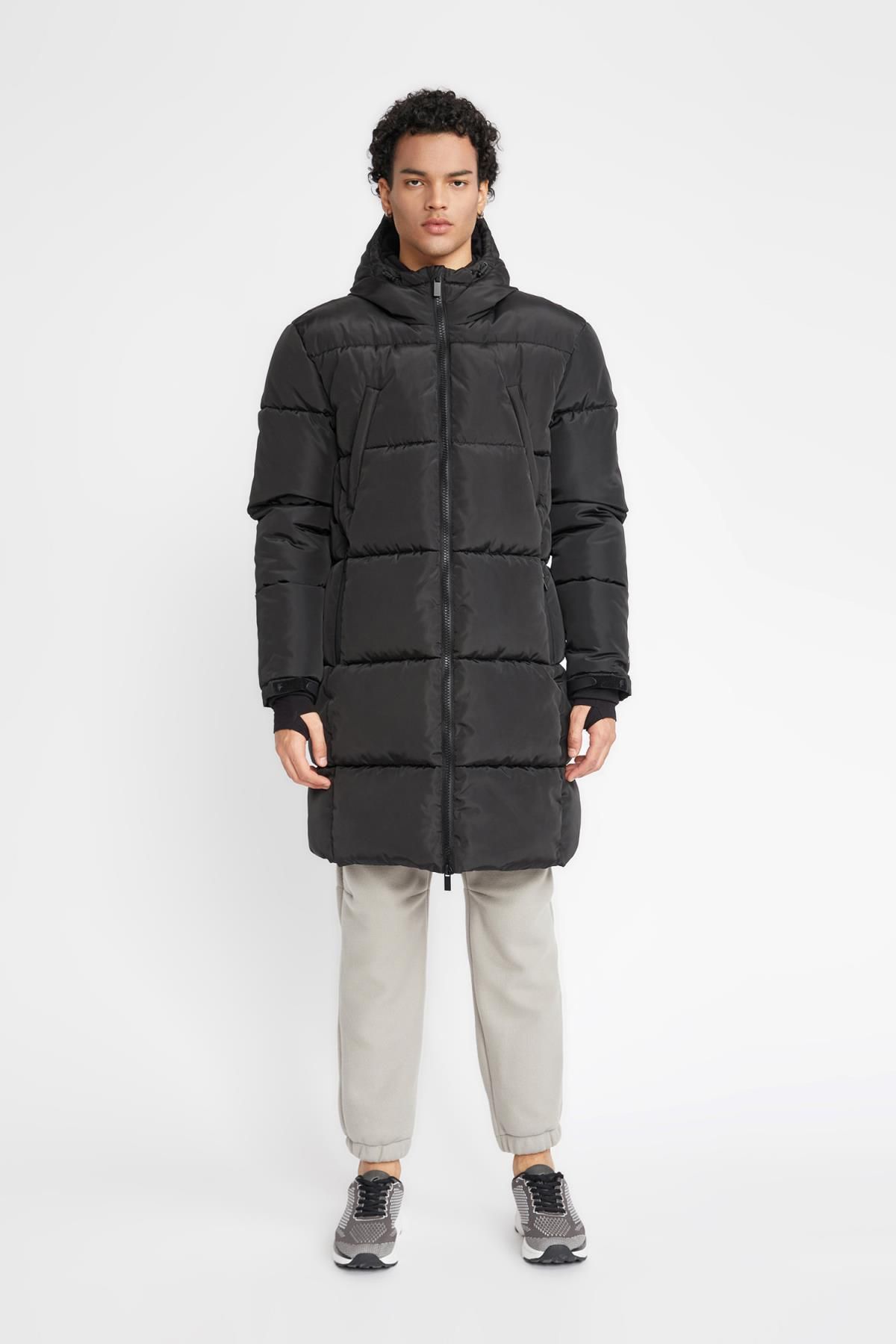 DeFacto-Fleece-gefütterter Kapuzenmantel Parka - Fit X5345az23wn 5