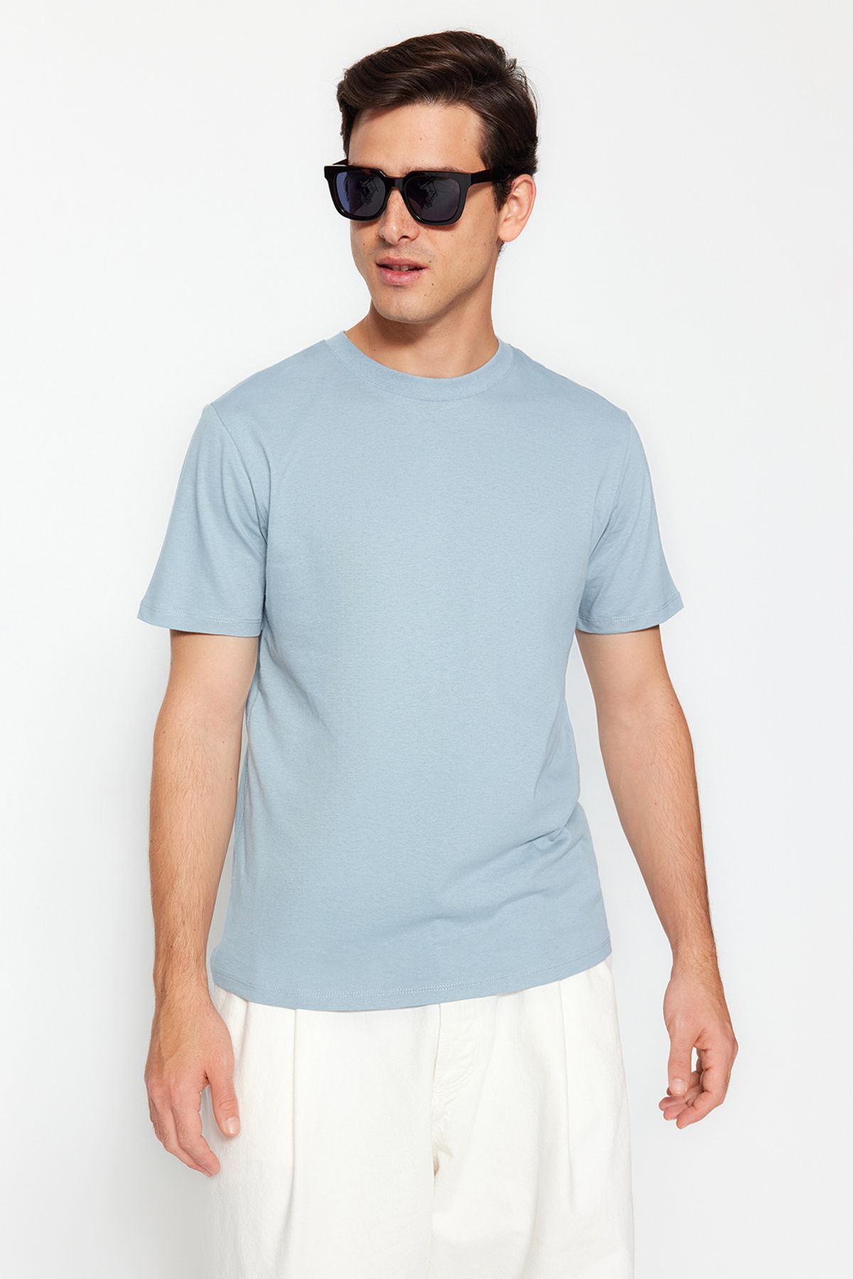 Kolekcia Trendyol-Tmavo modré tričko Slim Fit s krátkym rukávom, 100 % bavlna, 2 balenia – TMNSS19BO0075 5
