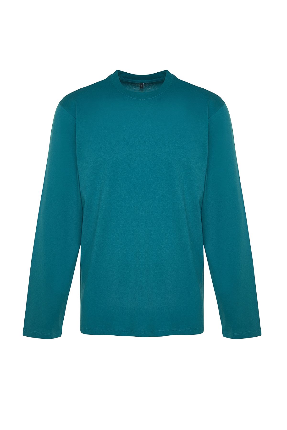 Trendyol Collection-Petrol-Ecru 2er-Pack Langarm-T-Shirts aus 100 % Baumwolle mit normaler Passform TMNAW24TS00001 4
