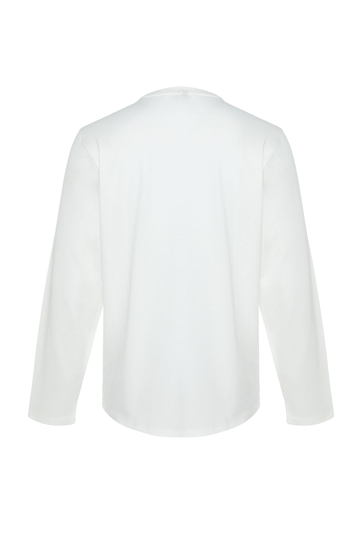 Trendyol Collection-Petrol-Ecru 2er-Pack Langarm-T-Shirts aus 100 % Baumwolle mit normaler Passform TMNAW24TS00001 9