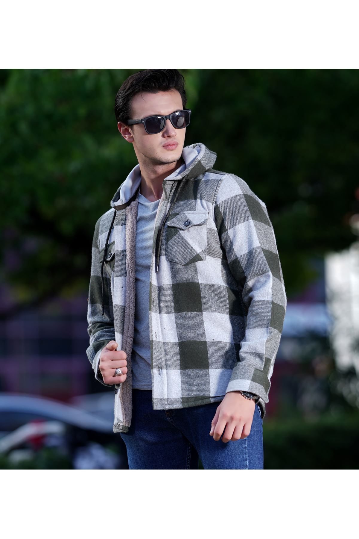Hooded sales lumberjack jacket