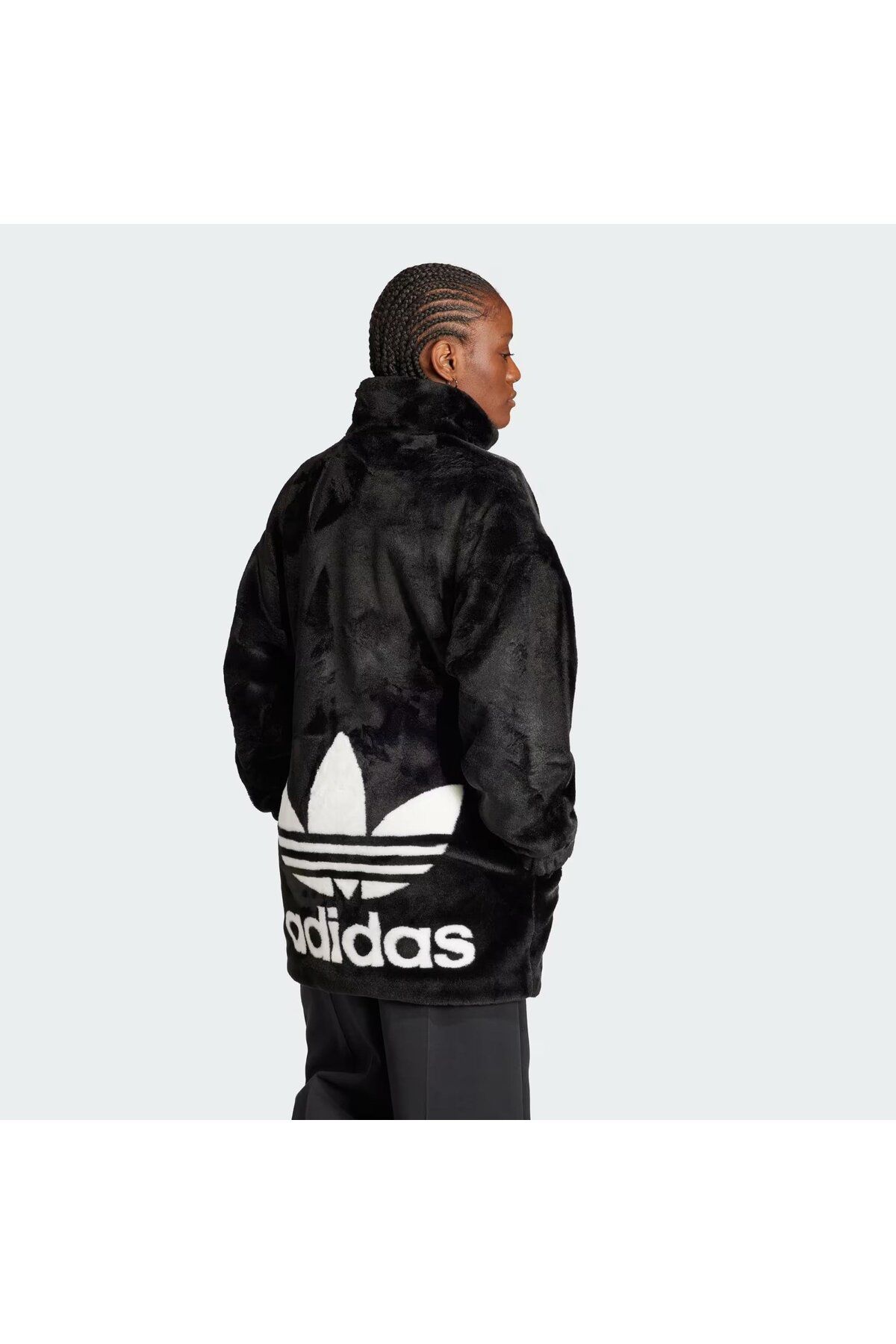 adidas FAUX FUR JACKET BLACK