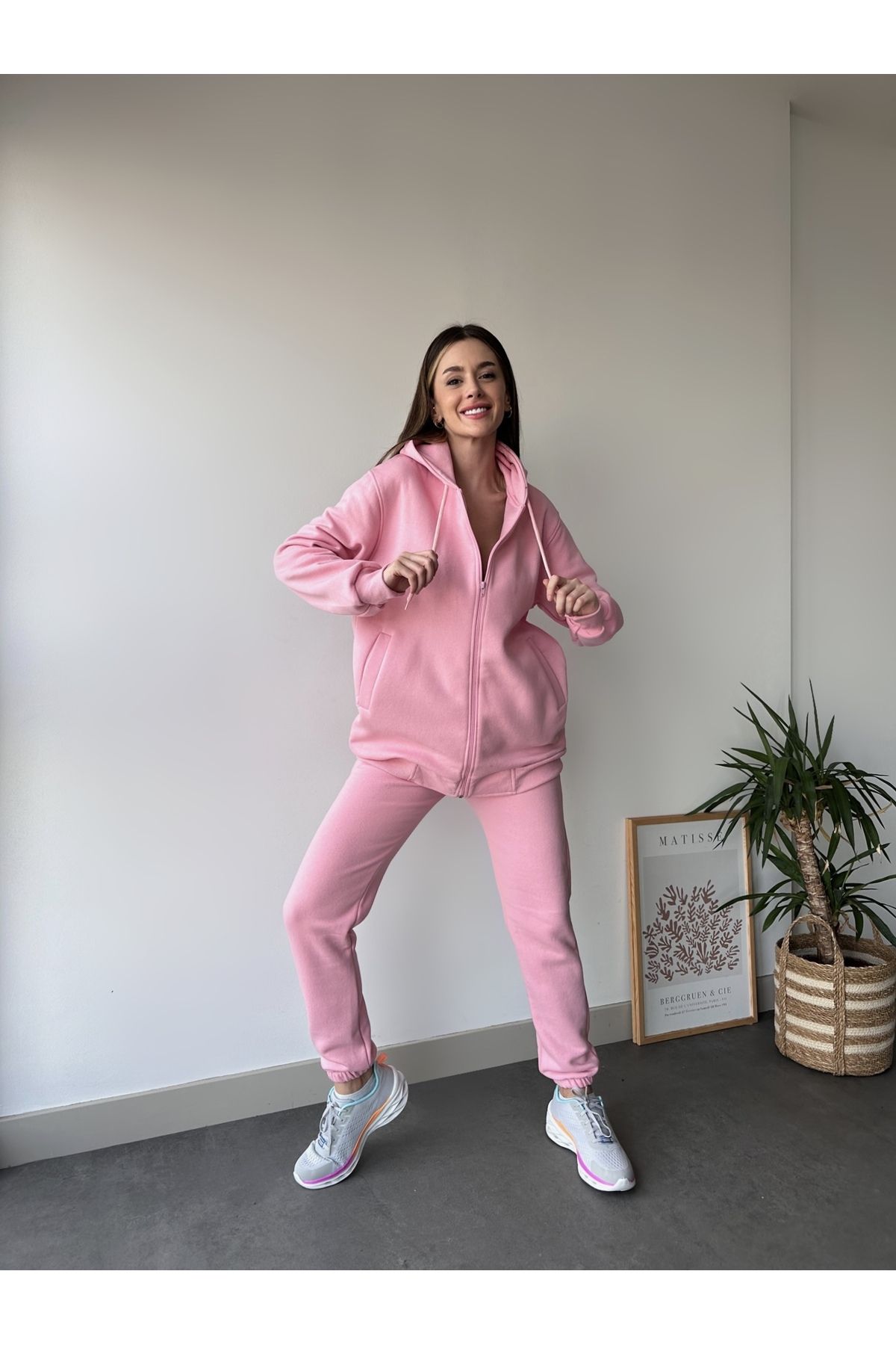 C C OKULCUNUZ PLUS SIZE WOMEN S THREE THREAD HOODED LONG TRACKSUIT