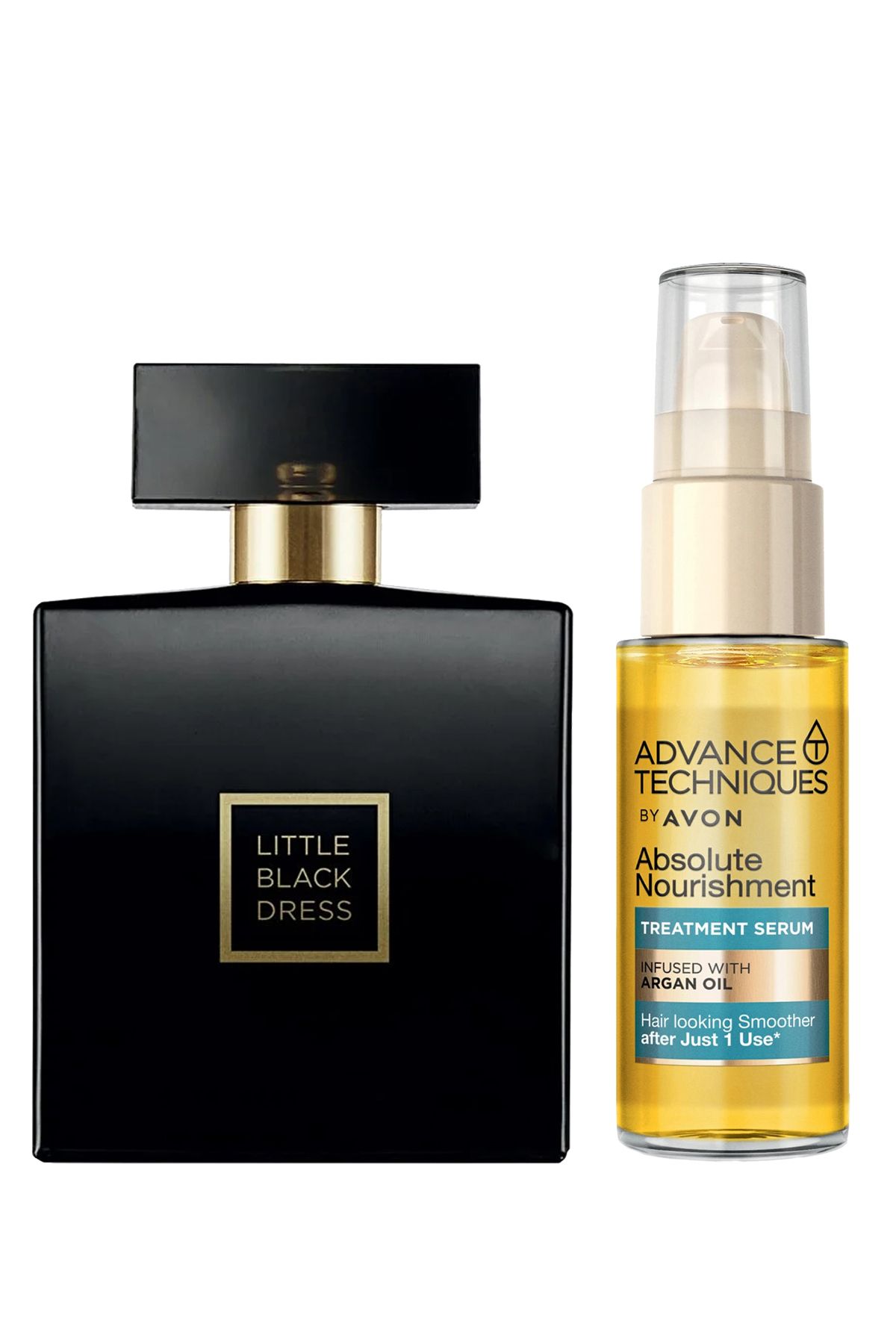 عطر زنانه لیتل بلک لباس Edp 50 ml. سرم مغذی مو حاوی و روغن آرگان 30 میلی لیتر. بسته بندی Avon