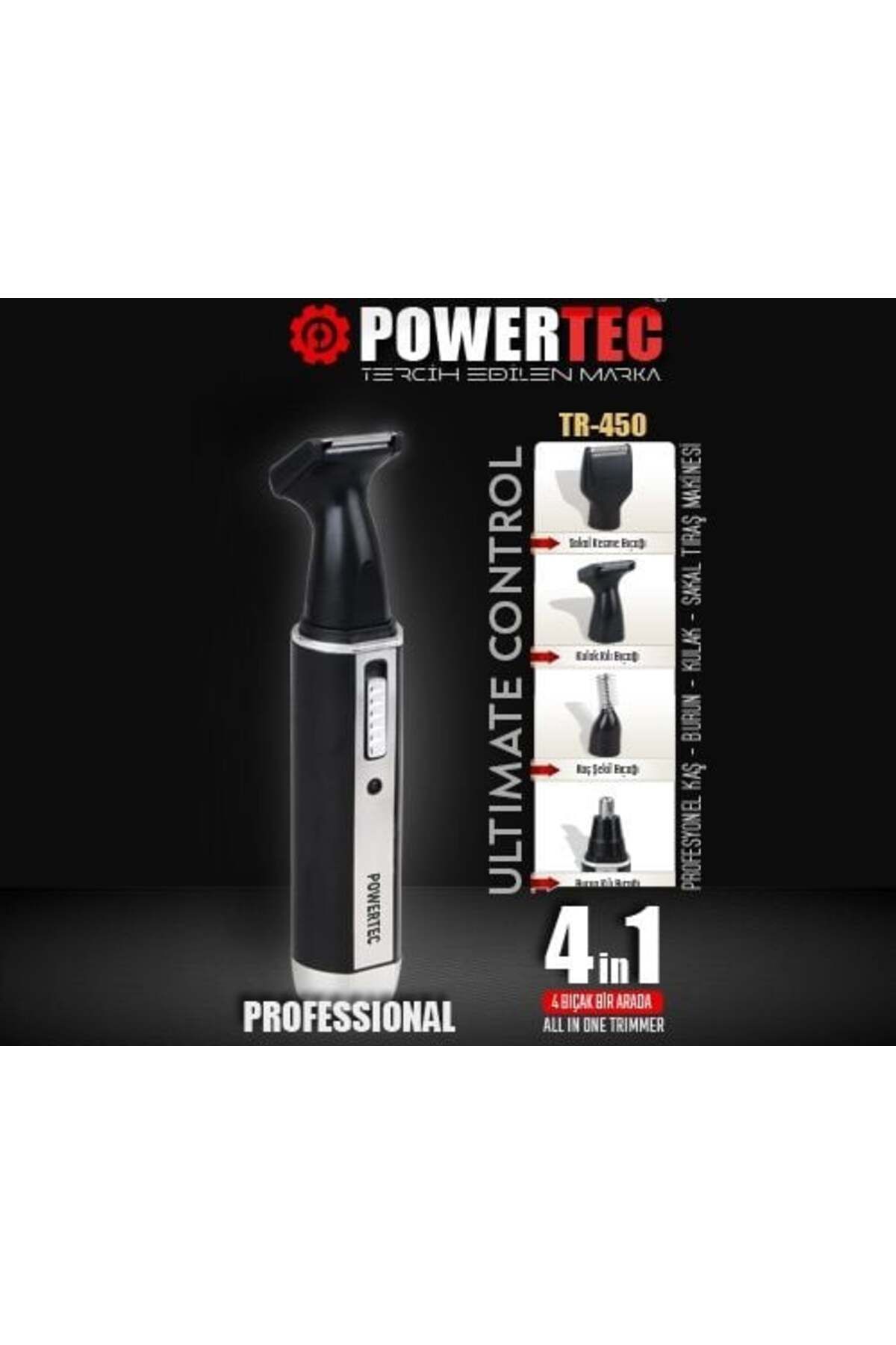 ماشین اصلاح سیاه برقی Tr 450 دستگاه موهای بینی پاورتچ  Powertec