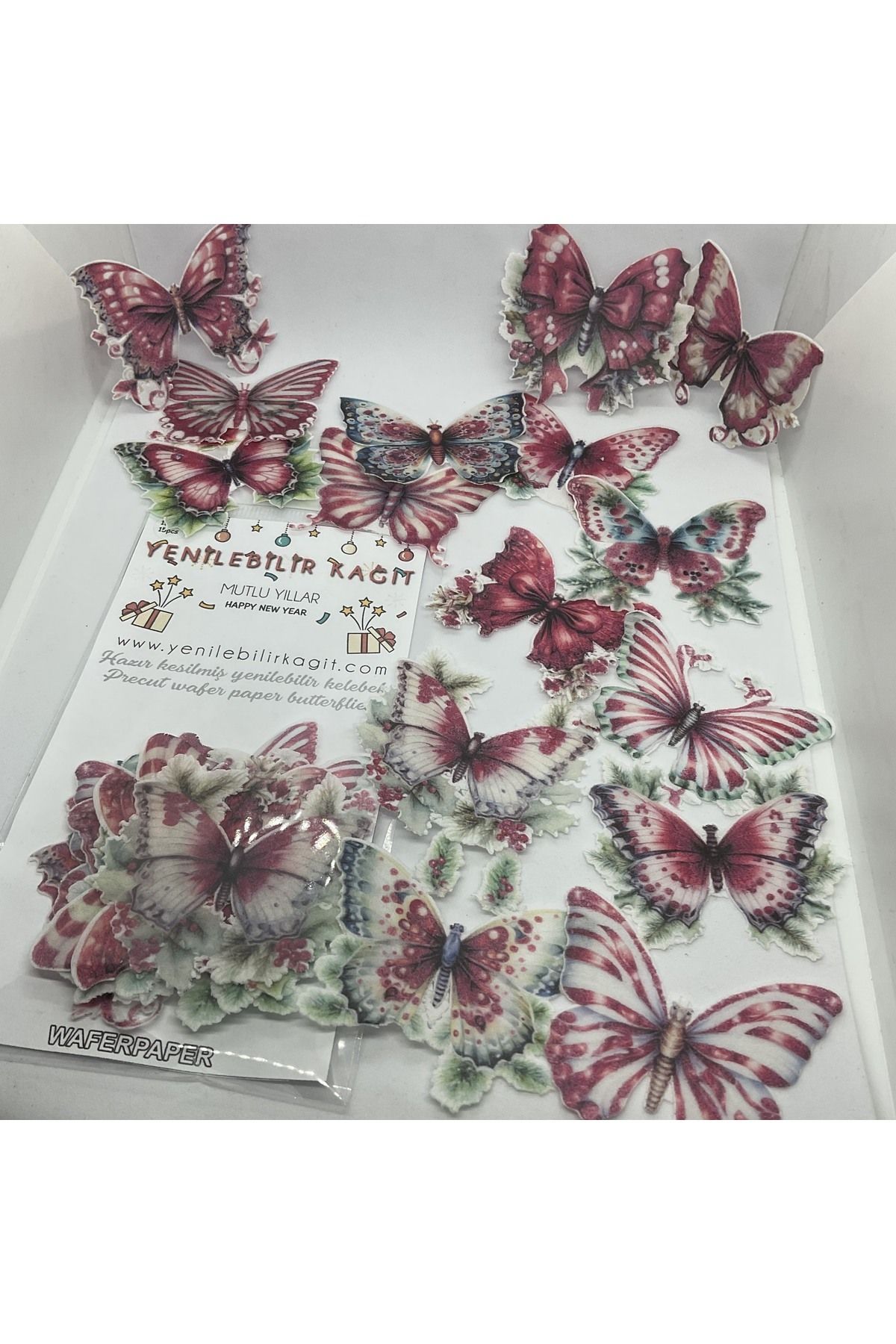Yenilebilir Kağıt Wafer paper-Pre-Cut Butterflies New Year's Butterflies 3