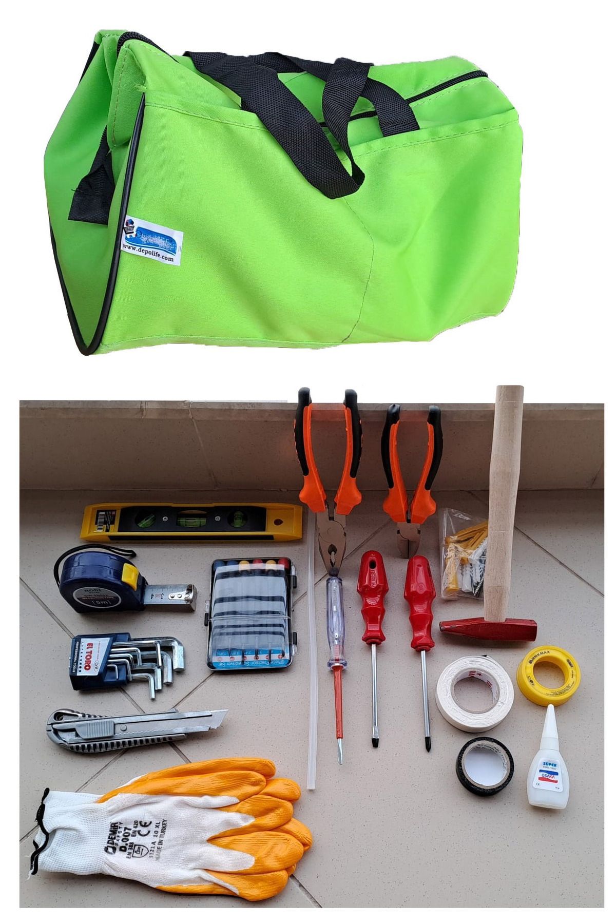 Depolife-Tool Set with Bag Pliers Allen Hammer Meter Scale Watchmaker Screwdriver Adhesive Side Chisel 5