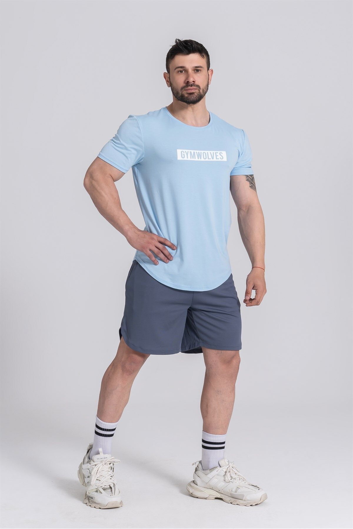 Gymwolves Men's Sports T-shirt | Light Blue | Workout T-shirt | - Trendyol