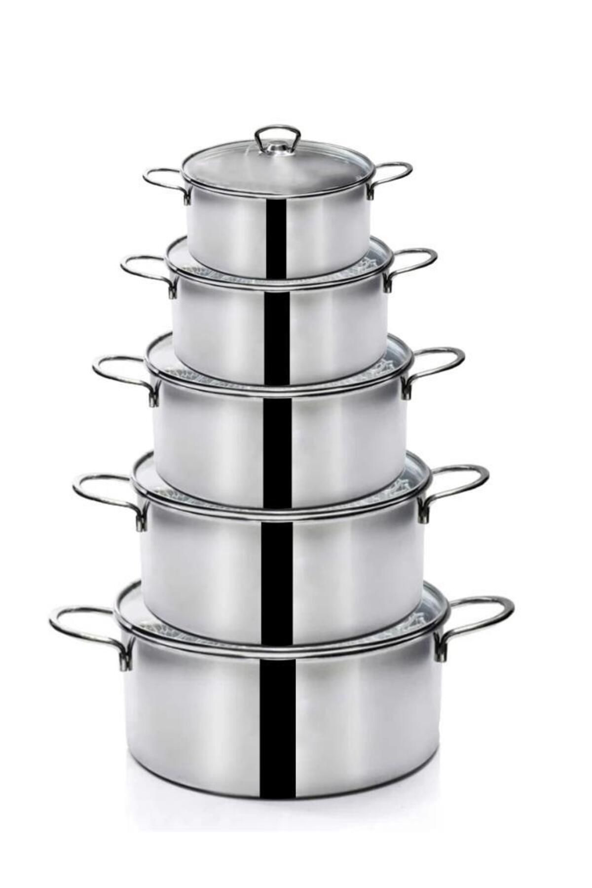 Tiesa Home Set of 5 304/A Steel Mini Casserole Pots with Glass