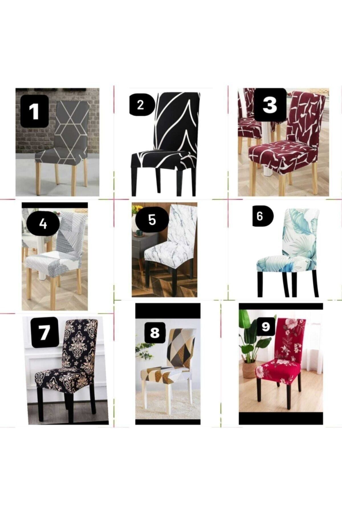 FurkanTicaret-Set de 6 scaune din catifea imprimate digital gri - pentru sufragerie si bucatarie 5