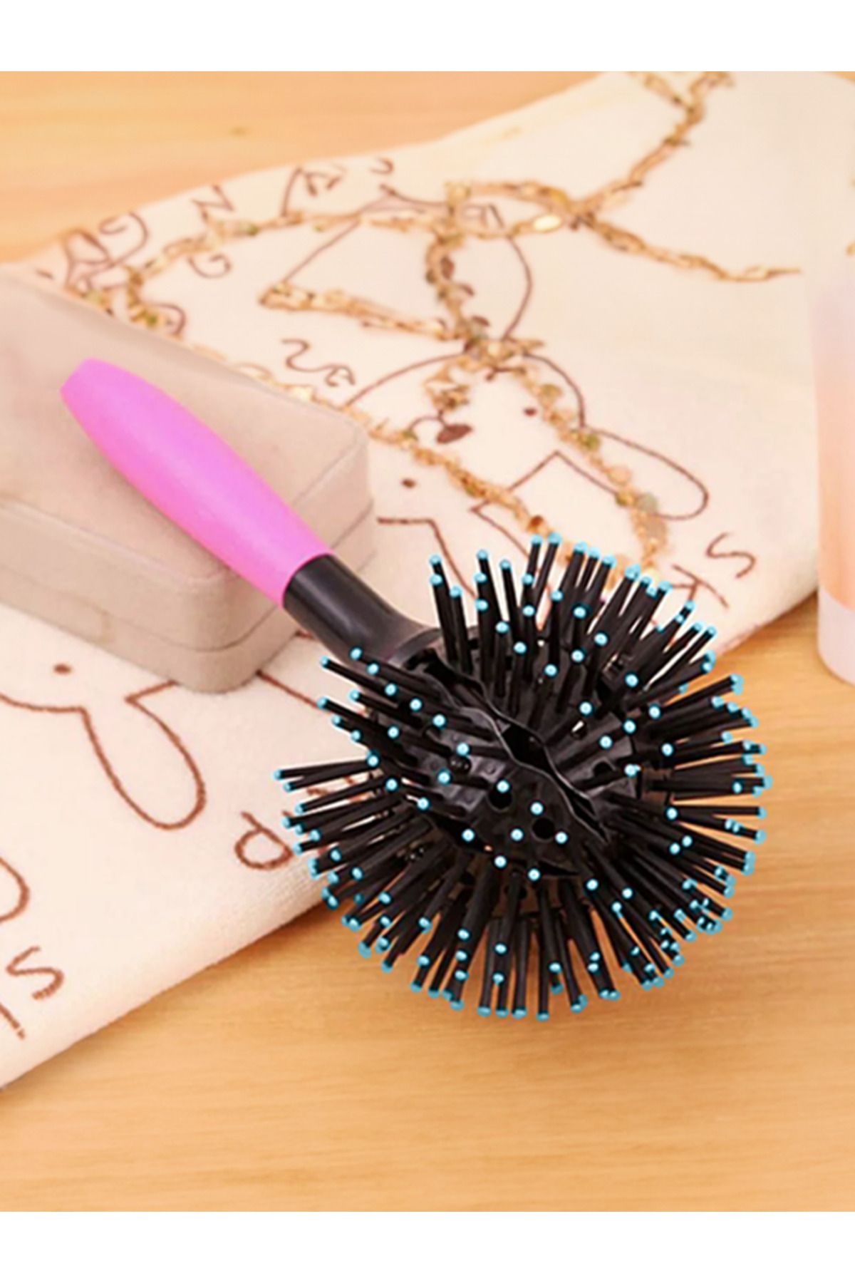 Liliem-360 Degree Ball Comb 3D Heat Resistant Blow Dry Brush (Sky Blue) 4