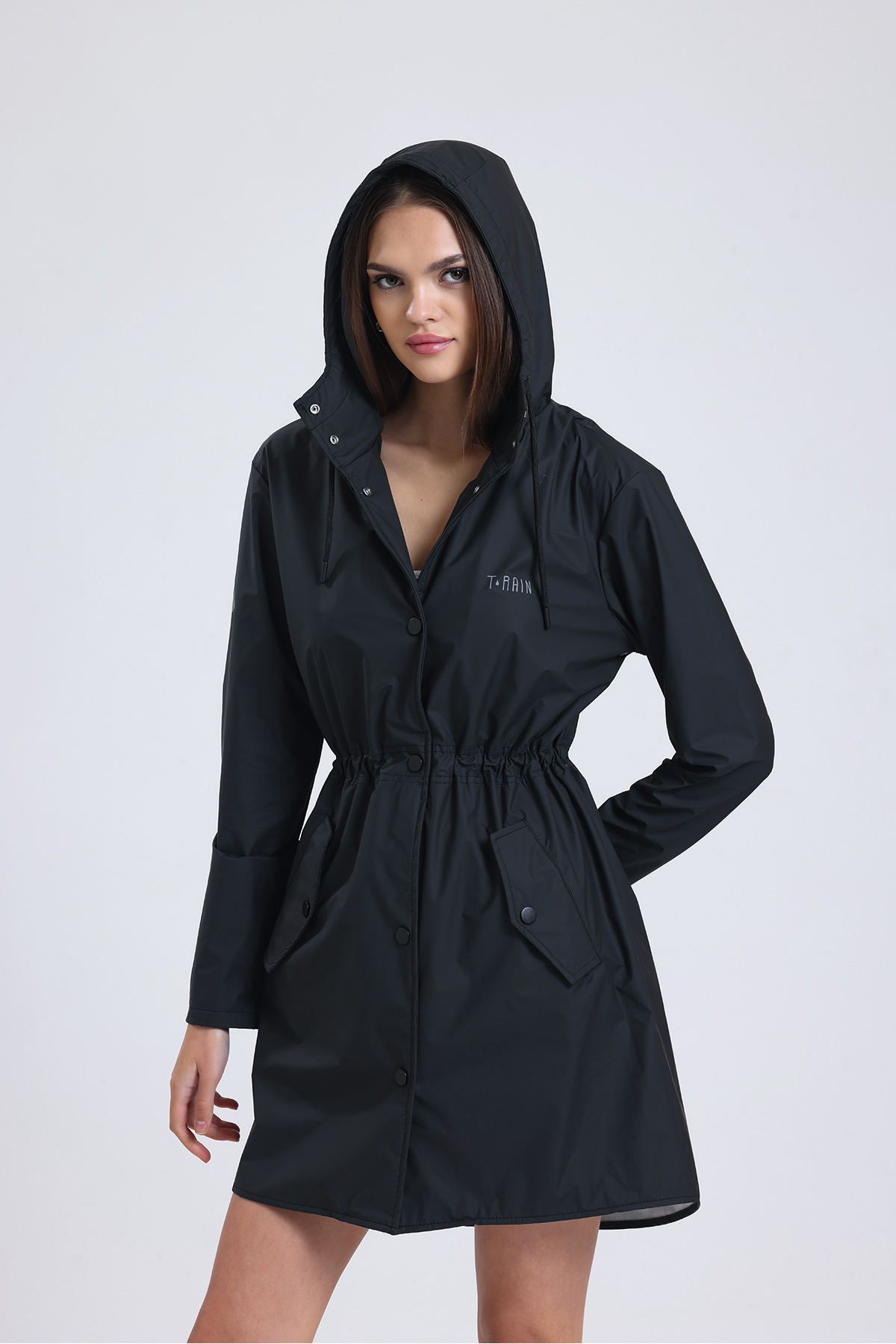 T Rain Stay Dry Siyah Kadın Yağmurluk görsel 3
