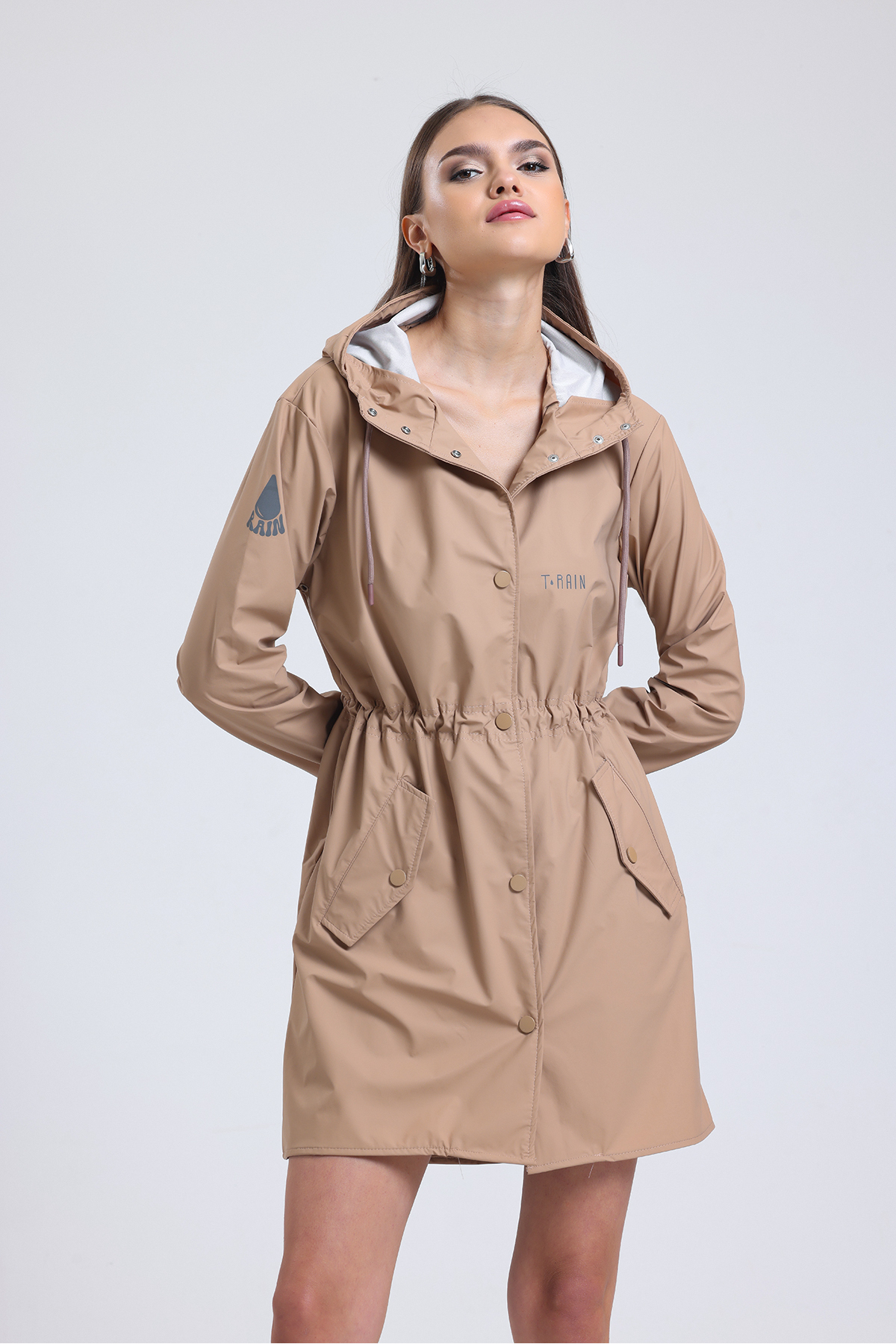 T Rain Stay Dry Bej Kadın Yağmurluk