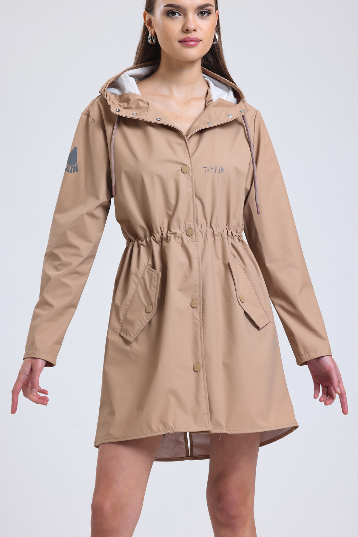 T Rain Stay Dry Bej Kadın Yağmurluk görsel 2