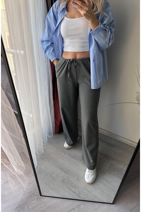 BAHAR YILMAZ BOUTİQUE GRİ PALAZZO PANTOLON