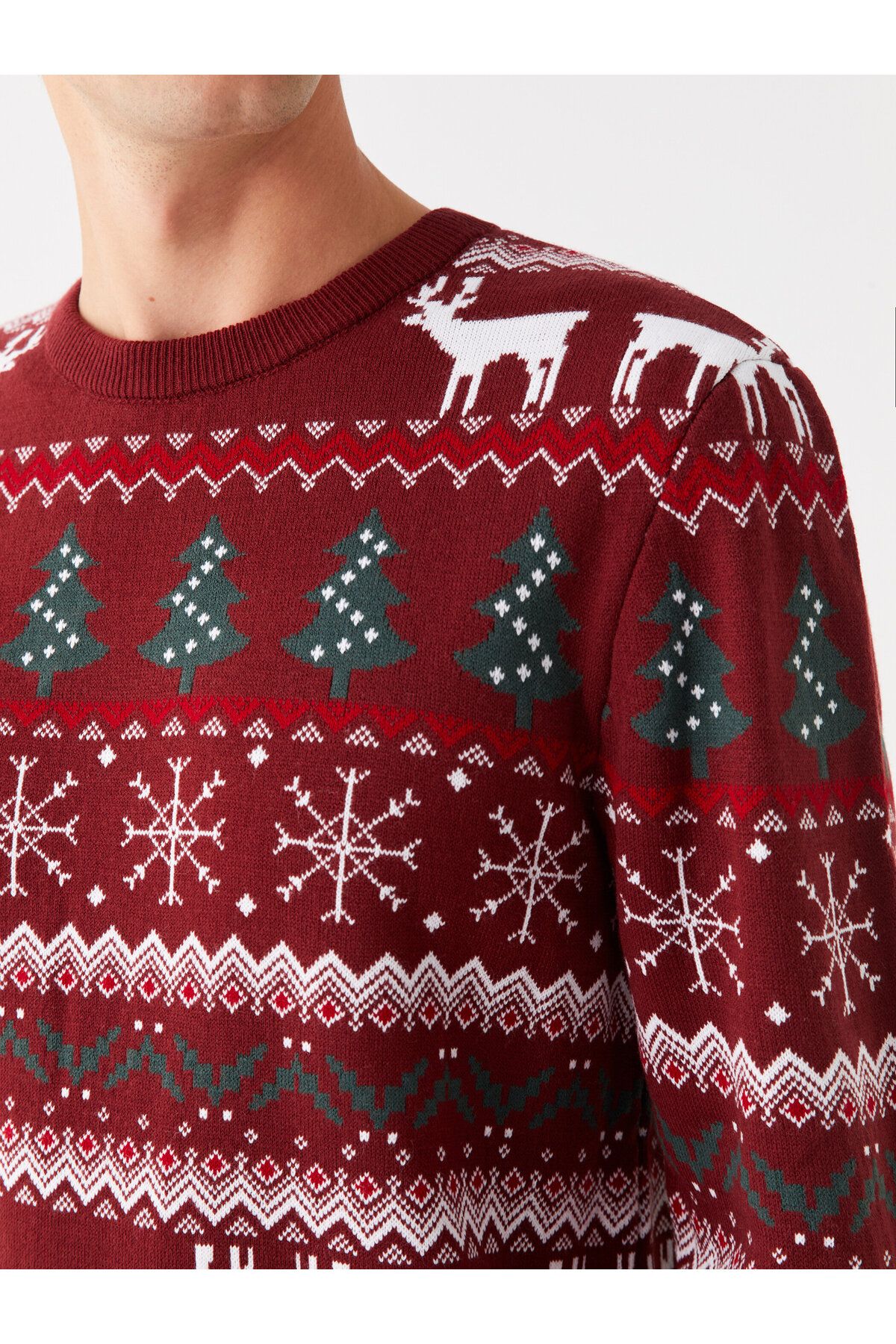 LC Waikiki-Crew Neck Long Sleeve New Year Themed Men's Knitwear Sweater 4