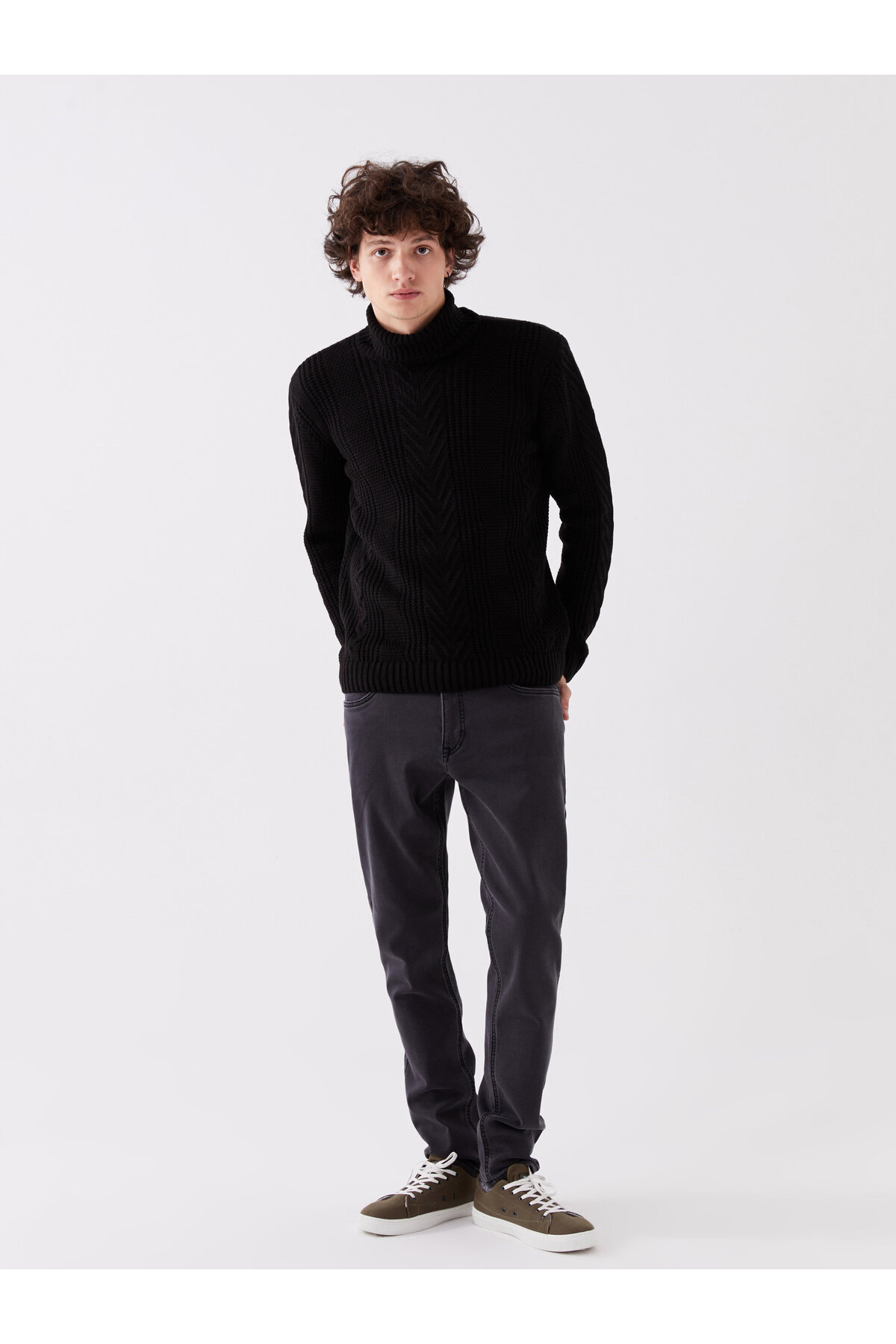 ال سی وایکیکی ژاکت بافتنی مردانه یقه اسکی آستین بلند