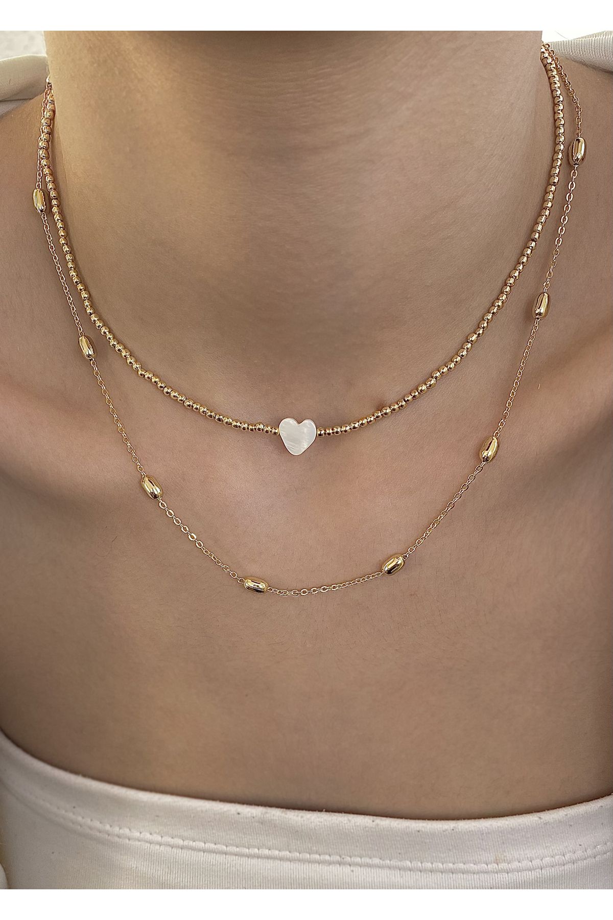 Mother of shop pearl gold necklace