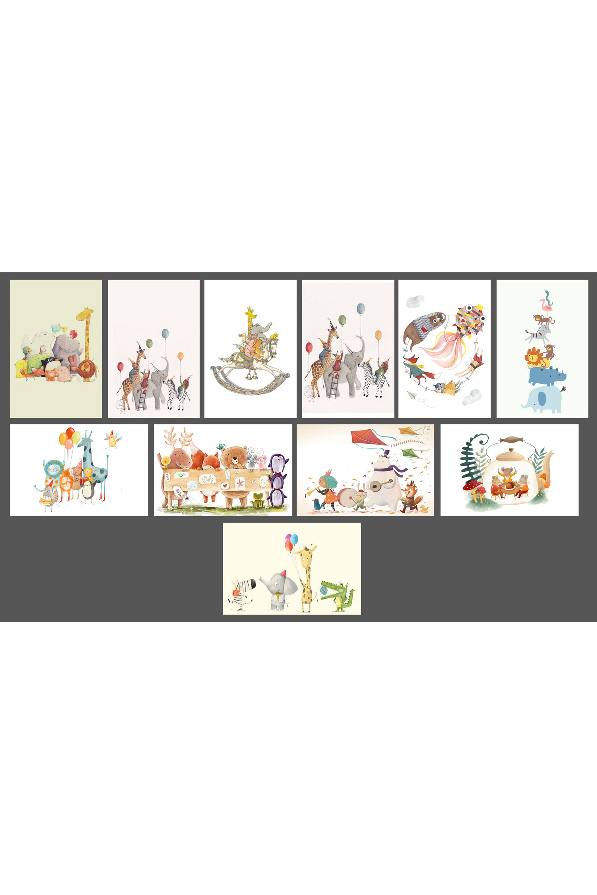 TELLGRAF Çocuk Çizimleri Temalı Kartpostal Seti (10x15 cm 11 Adet)