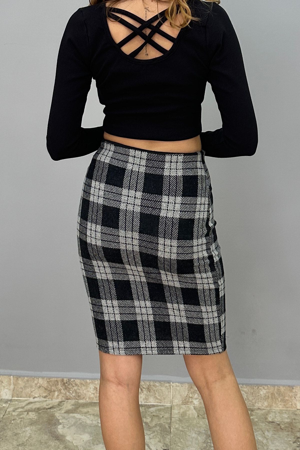 Pencil long plaid on sale skirt