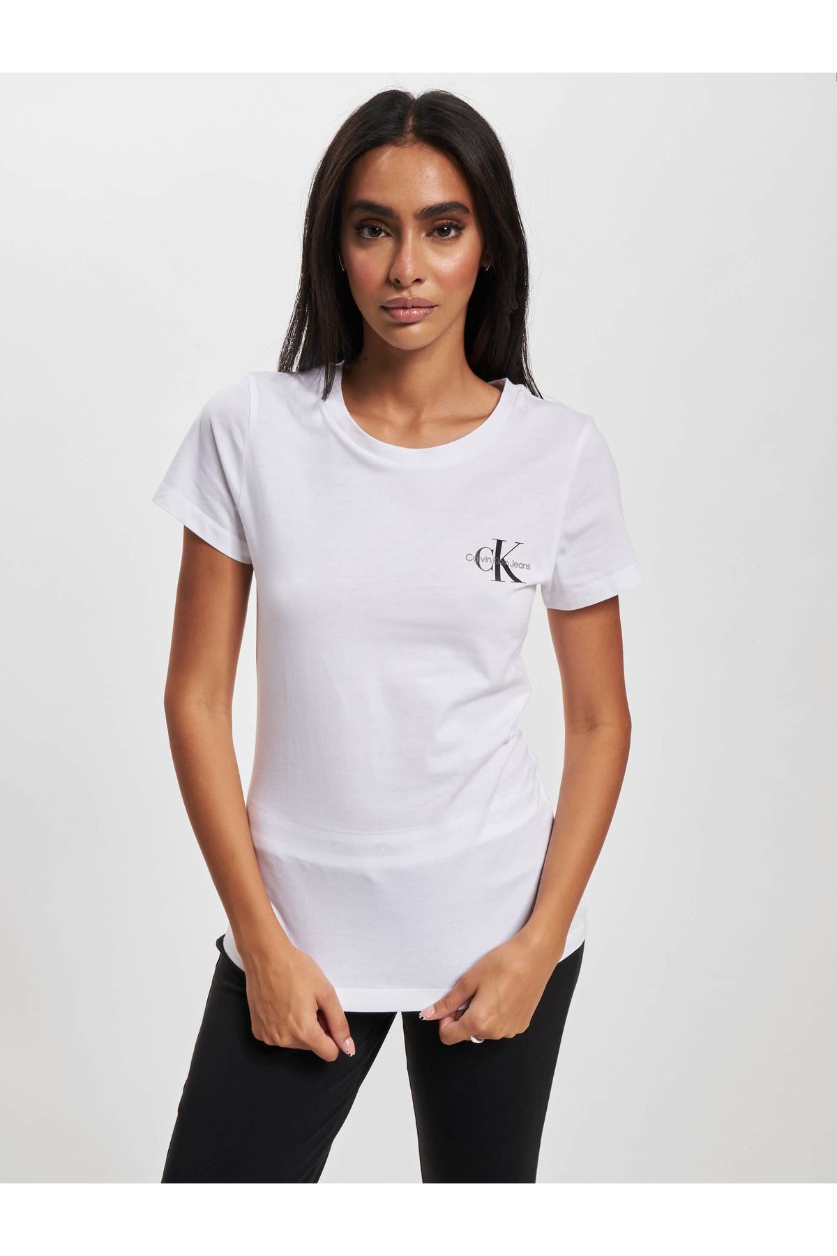 Calvin T-Shirt Slim 2er-Pack Monogram Damen Calvin Klein Jeans - Klein Trendyol