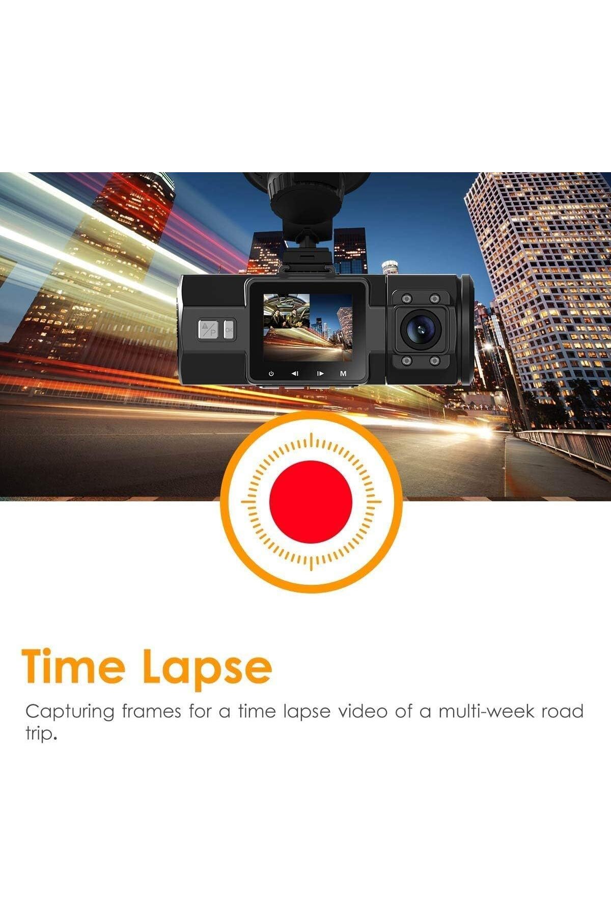 VANTRUE N2 Pro Gece Görüş Çift 1080P Araba Kamerası, HD Araç içi