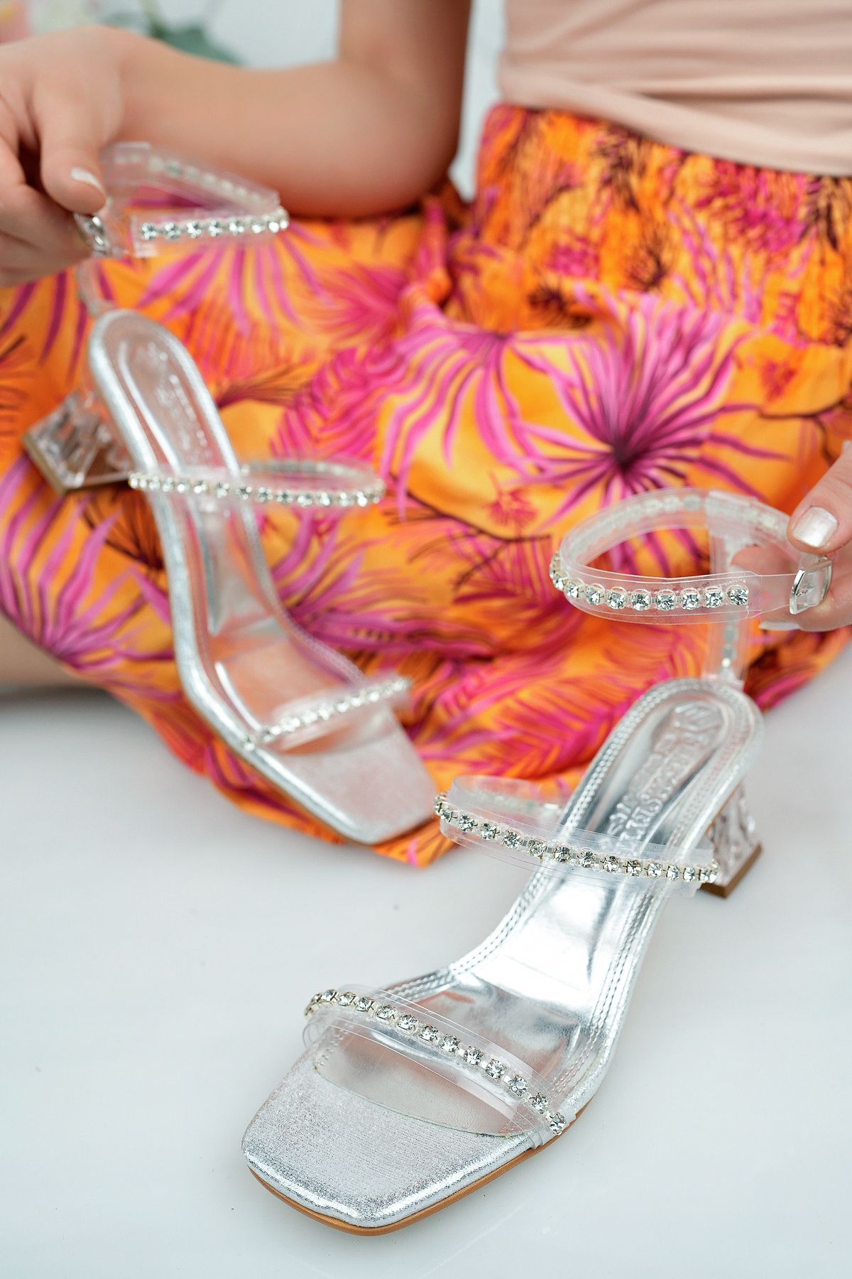 Transparent discount orange heels